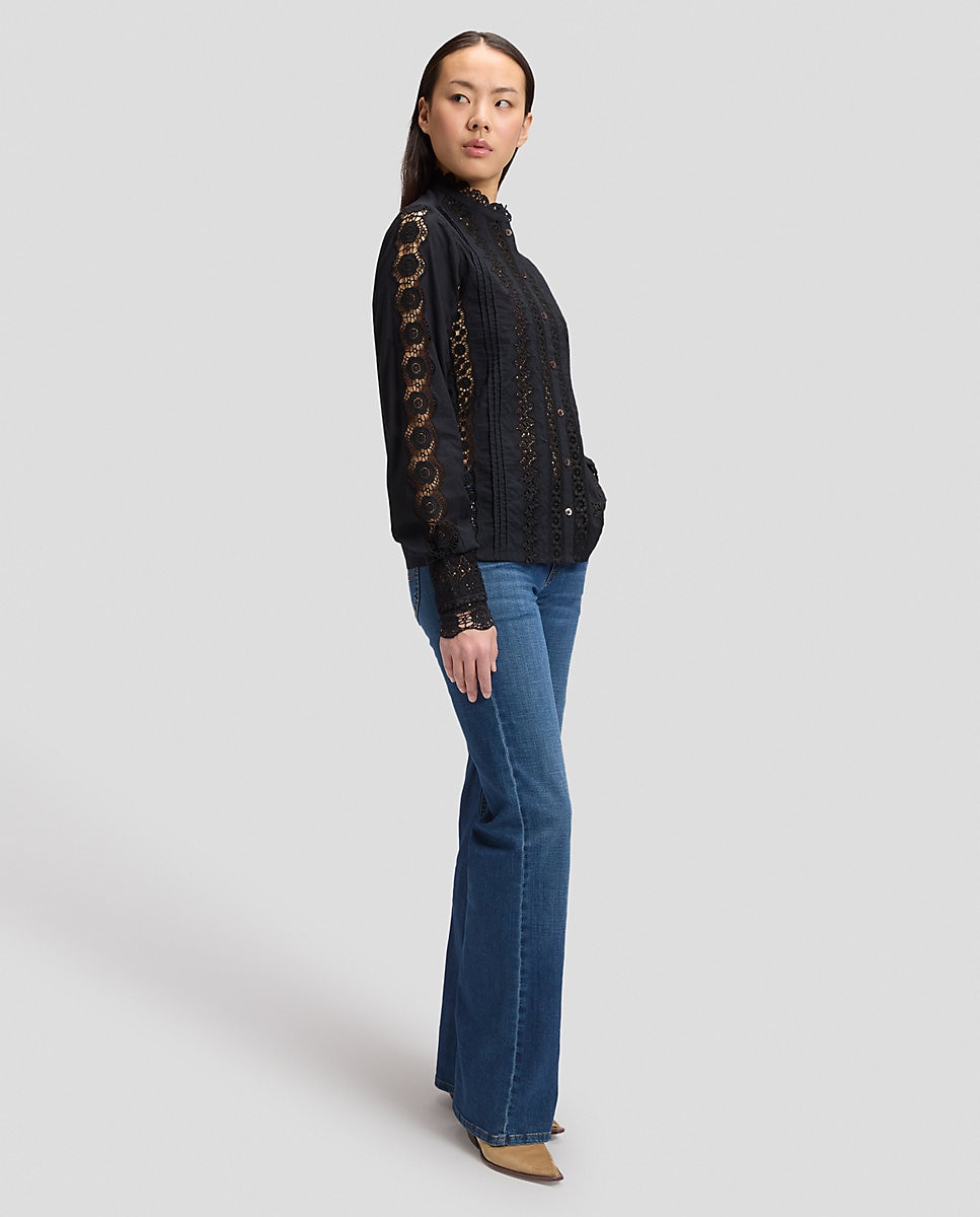 Blusa bohemia con diseño calado y puños extralargos - Lee - Negro Negro-2