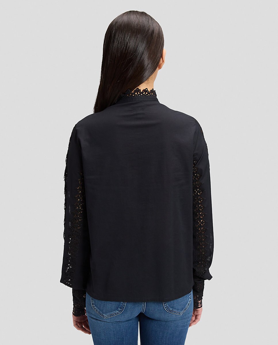 Blusa bohemia con diseño calado y puños extralargos - Lee - Negro Negro-4