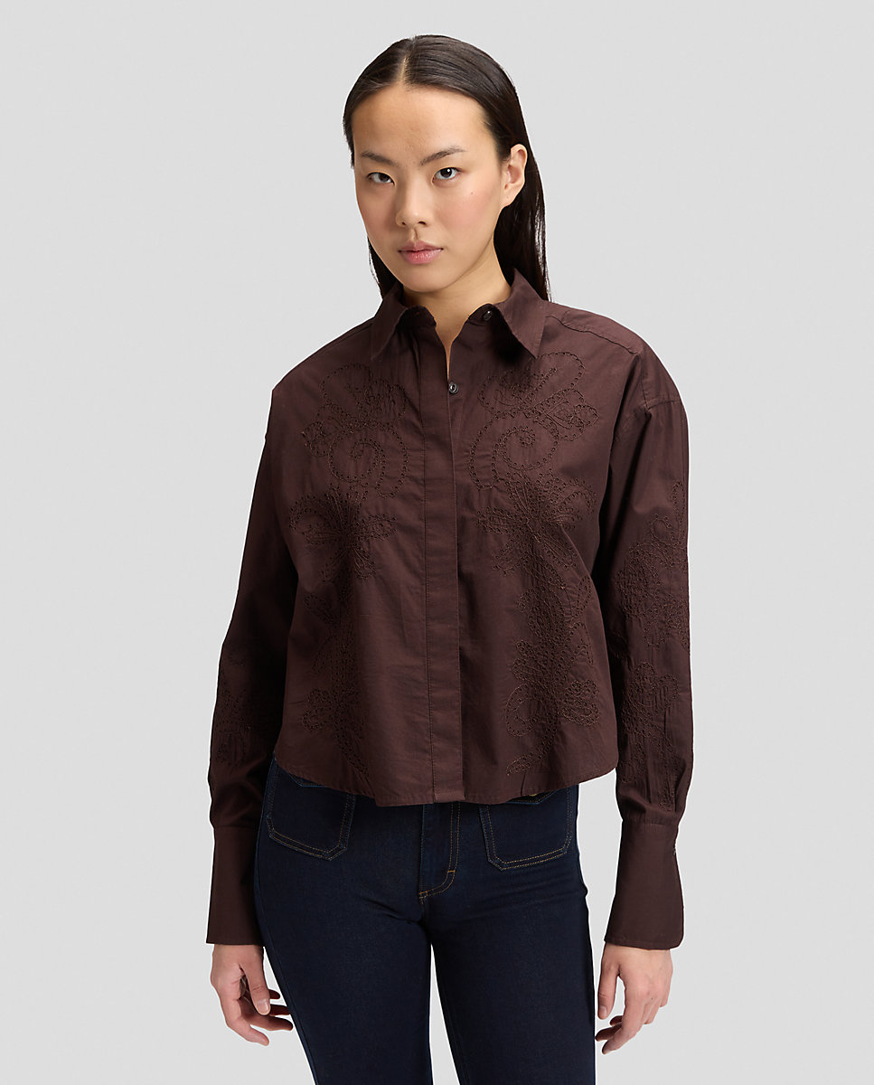 Camisa de mujer de manga larga a rayas - Lee - Marrón Marrón-1