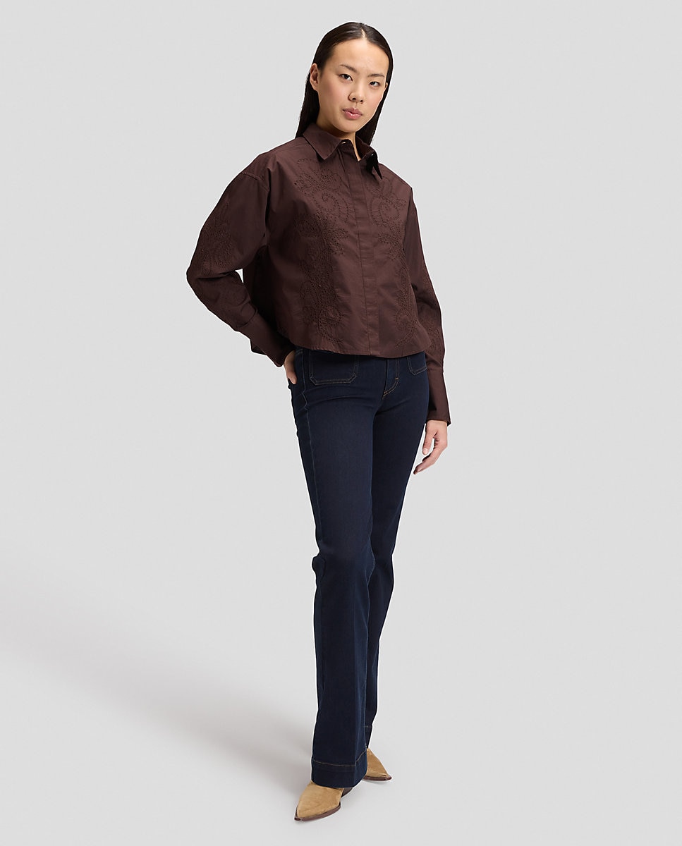 Camisa de mujer de manga larga a rayas - Lee - Marrón Marrón-2