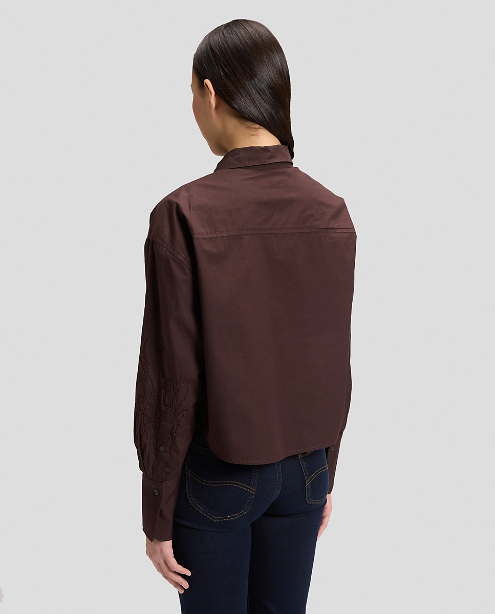 Camisa de mujer de manga larga a rayas - Lee - Marrón Marrón-3