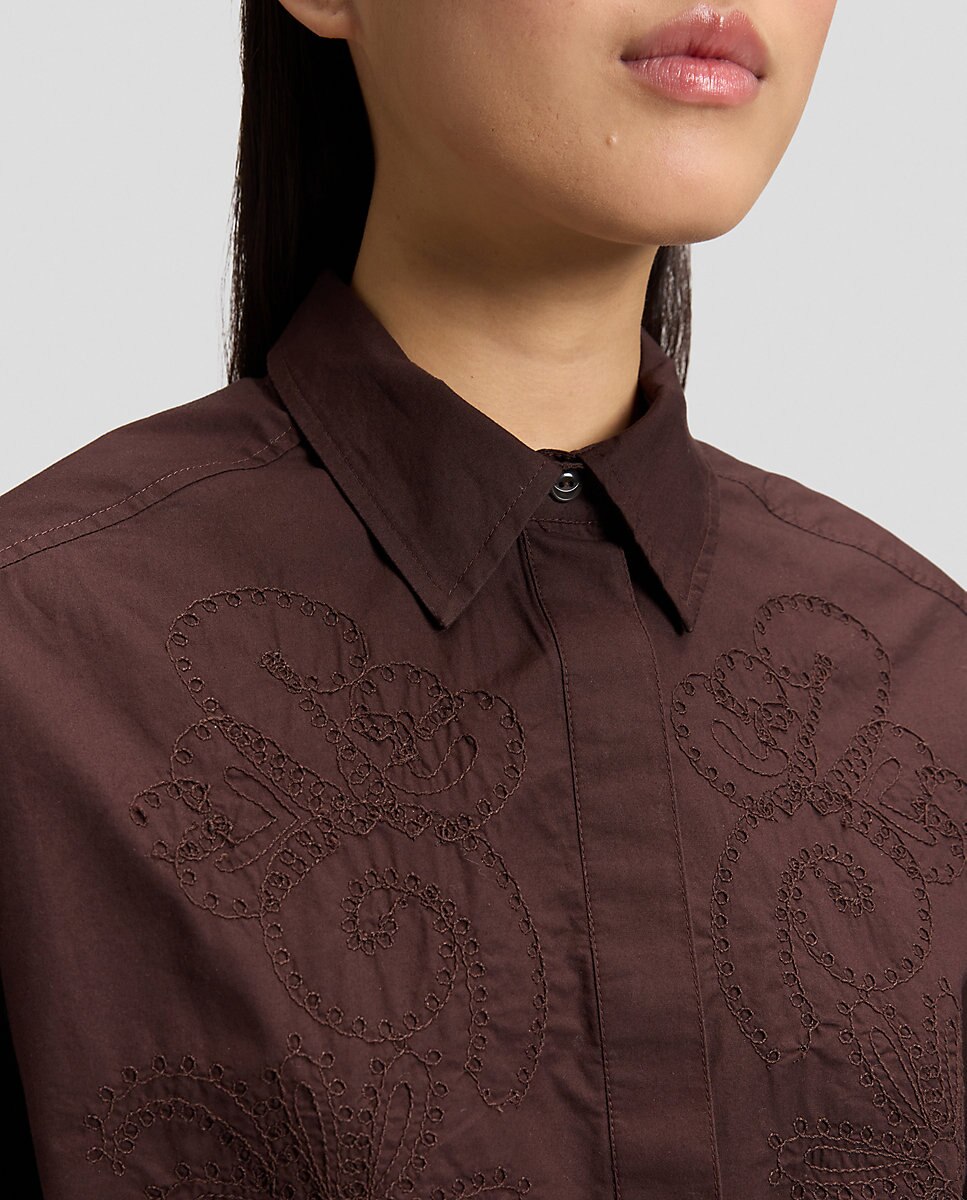 Camisa de mujer de manga larga a rayas - Lee - Marrón Marrón-5