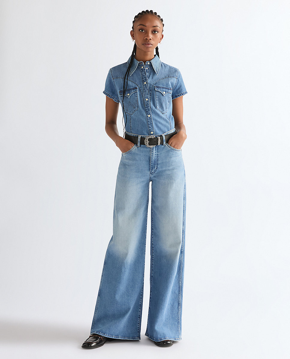 Vaquero de mujer canyon de corte ancho y cintura alta - Wrangler - Azul Azul-3
