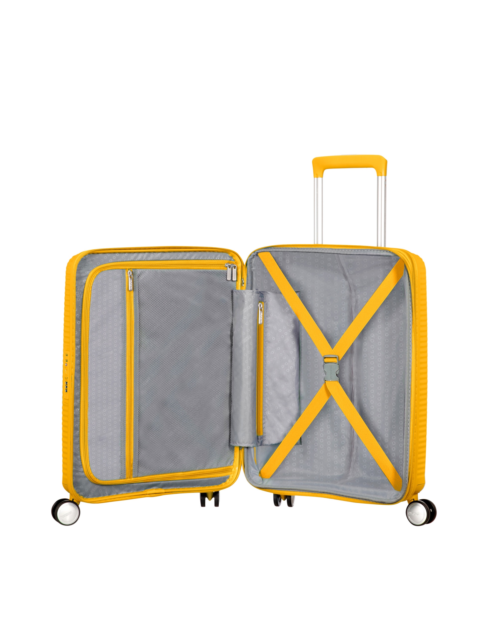Maleta de cabina Soundbox Spinner 55/20 Tsa Exp rígida con capacidad de 35,5 L - American Tourister - Oro Oro-3