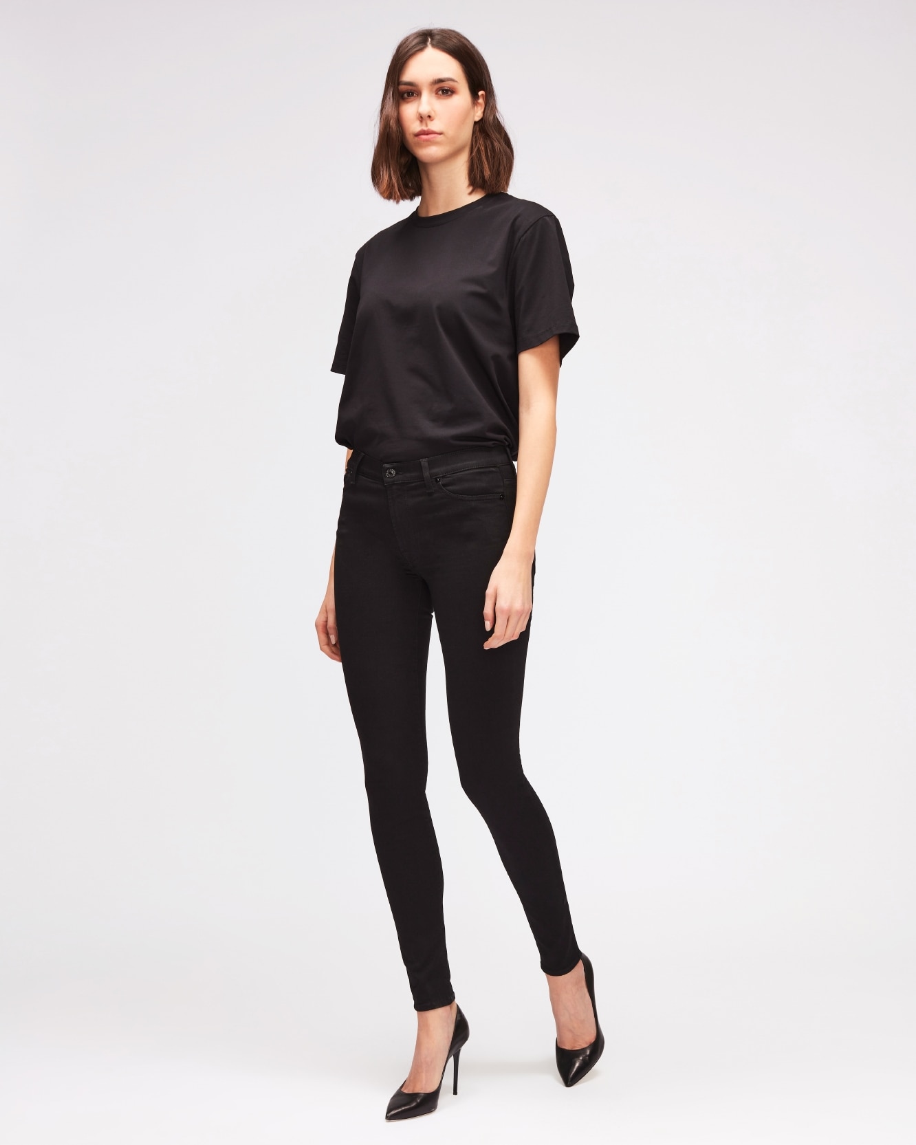 Vaquero pitillo de mujer hw skinny de tiro alto - 7 For all mankind - Negro Negro-1