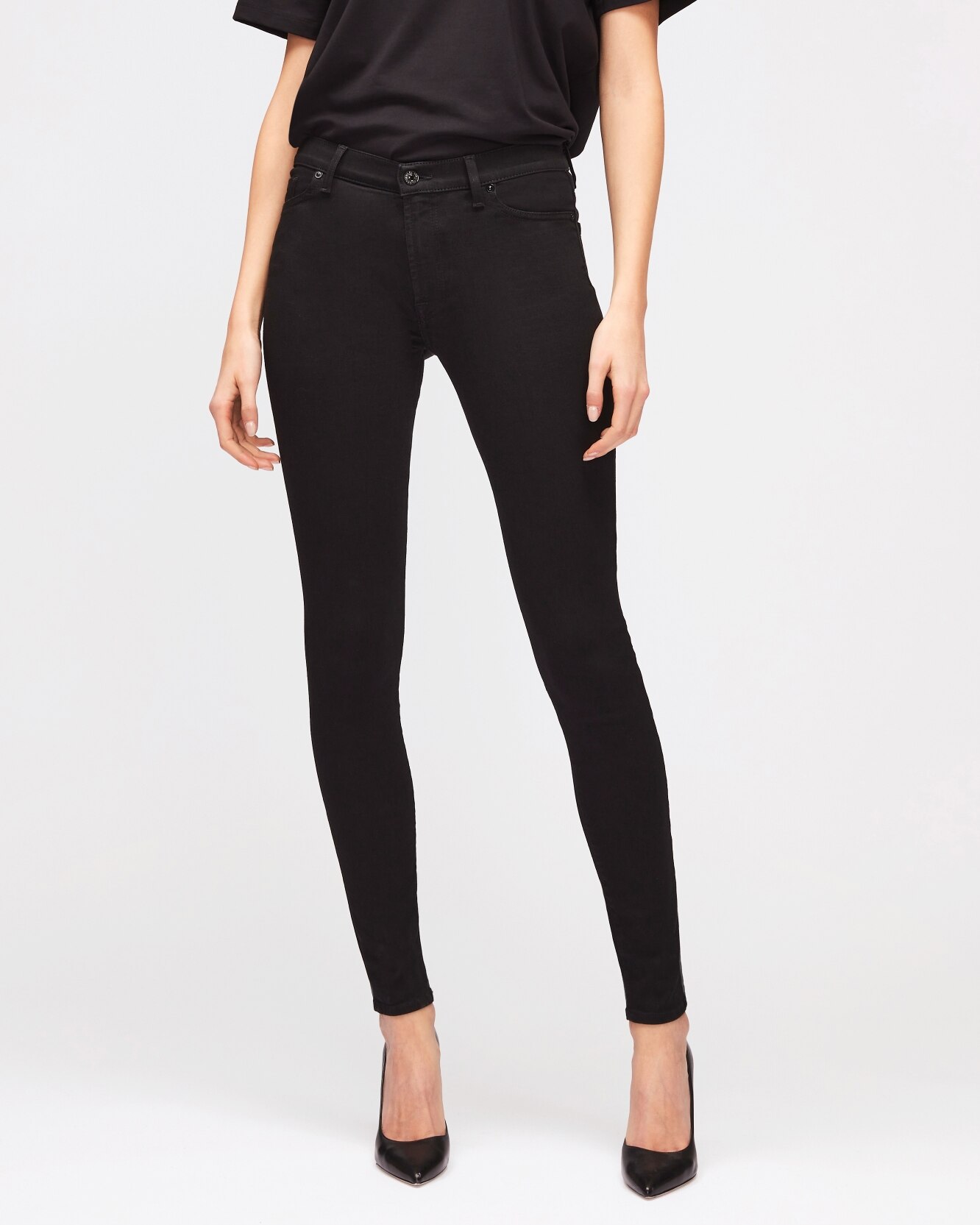 Vaquero pitillo de mujer hw skinny de tiro alto - 7 For all mankind - Negro Negro-2
