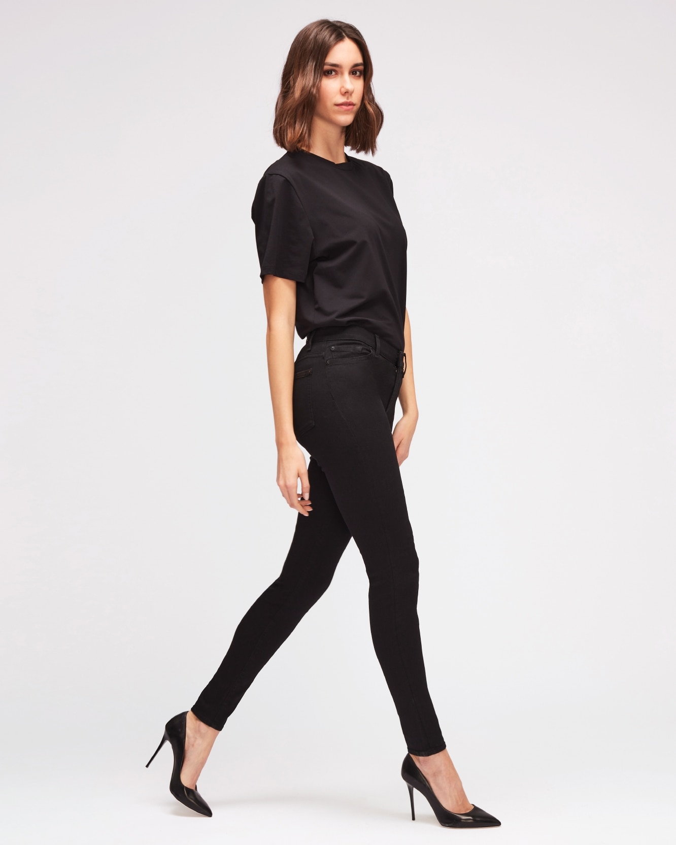 Vaquero pitillo de mujer hw skinny de tiro alto - 7 For all mankind - Negro Negro-6