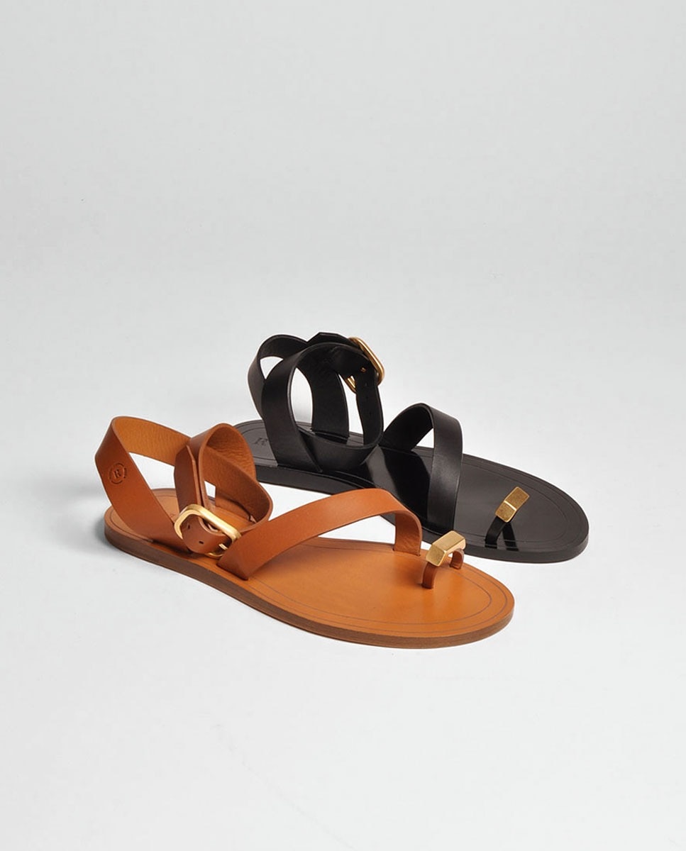 Chinelo em Pele Cuoio Camel-3