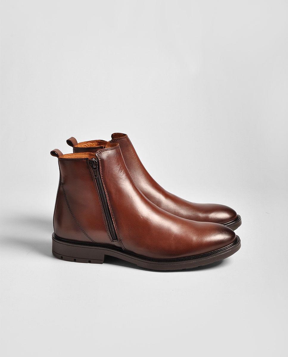 Bota de Homem em Pele Castanho Castanho-2
