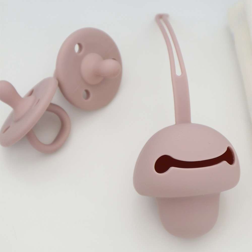 Set 2 chupetes + Funda de silicona Gloop - Rosa claro Rosa claro-2
