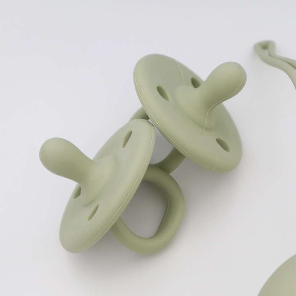 Set 2 chupetes + Funda de silicona Gloop - Verde Oliva Verde Oliva-3