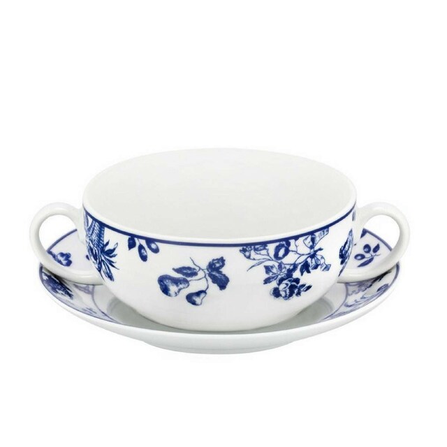 Imagen 0 de Taza de consomé con plato Chintz Azul Vista Alegre
