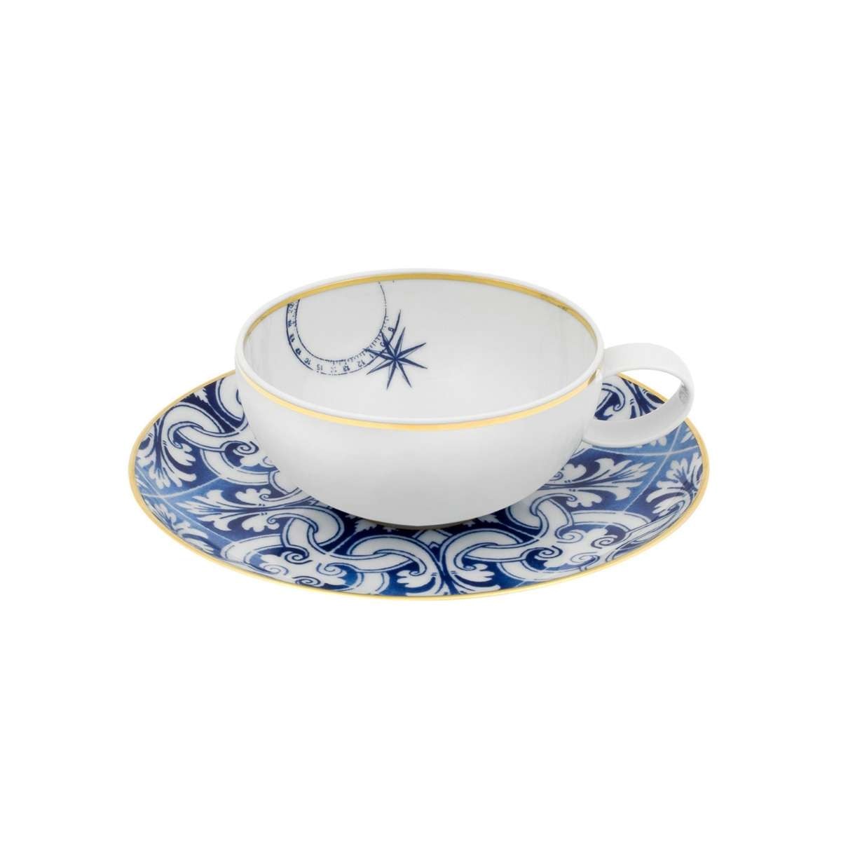 Imagen 1 de Taza de té con plato Transatlántica Vista Alegre - Azul Azul