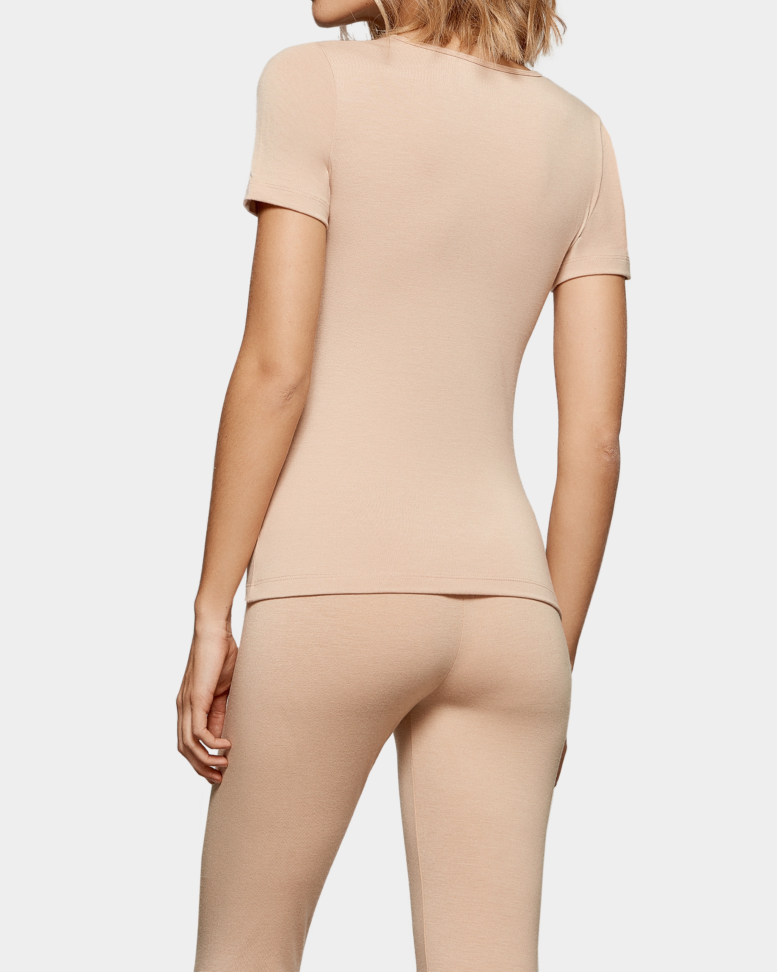 Camiseta interior térmica de mujer de manga corta con cuello de pico - Impetus - Beige Beige-2