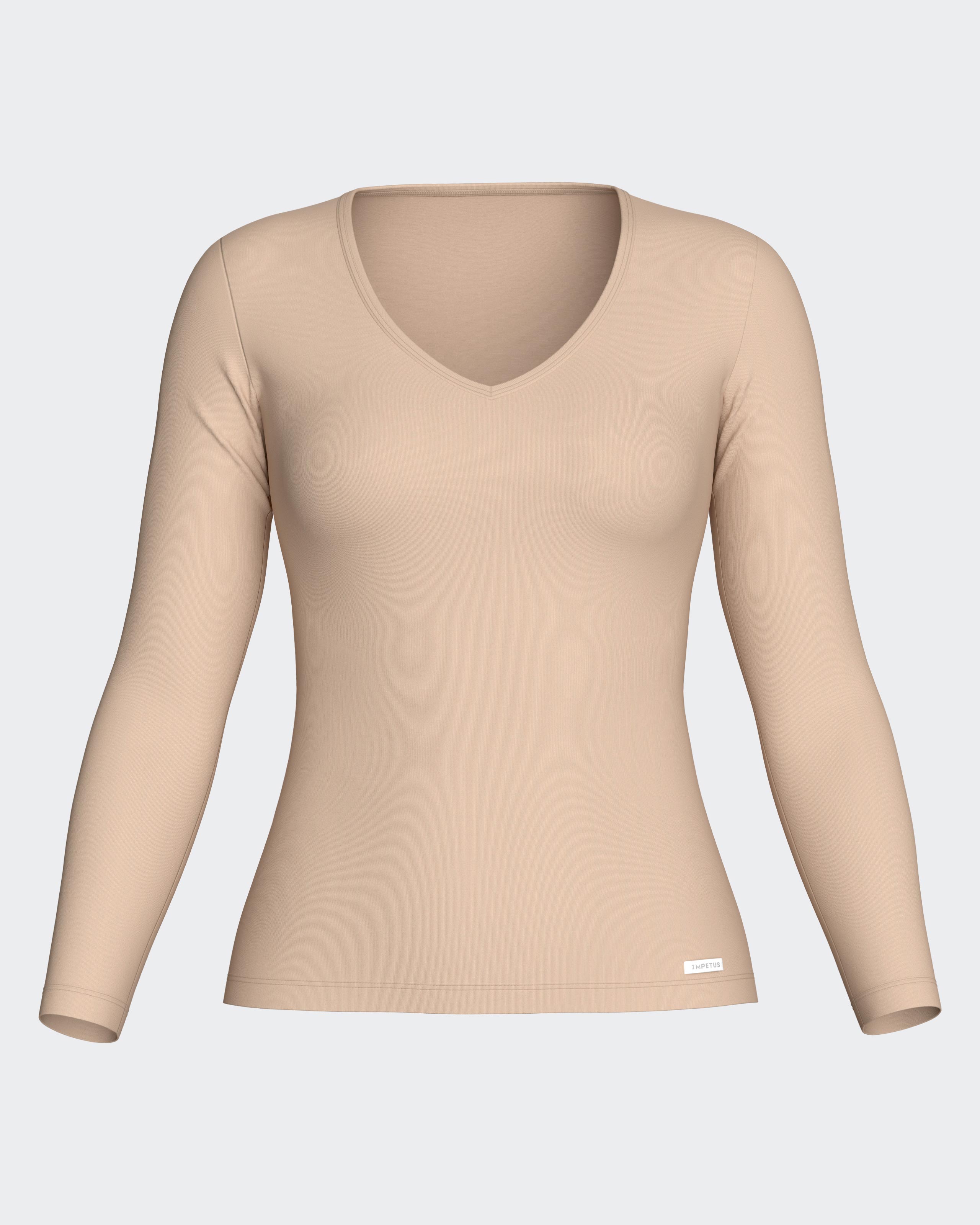 Imagen 3 de Camiseta interior térmica de mujer de manga larga con escote de pico - Impetus - Beige Beige