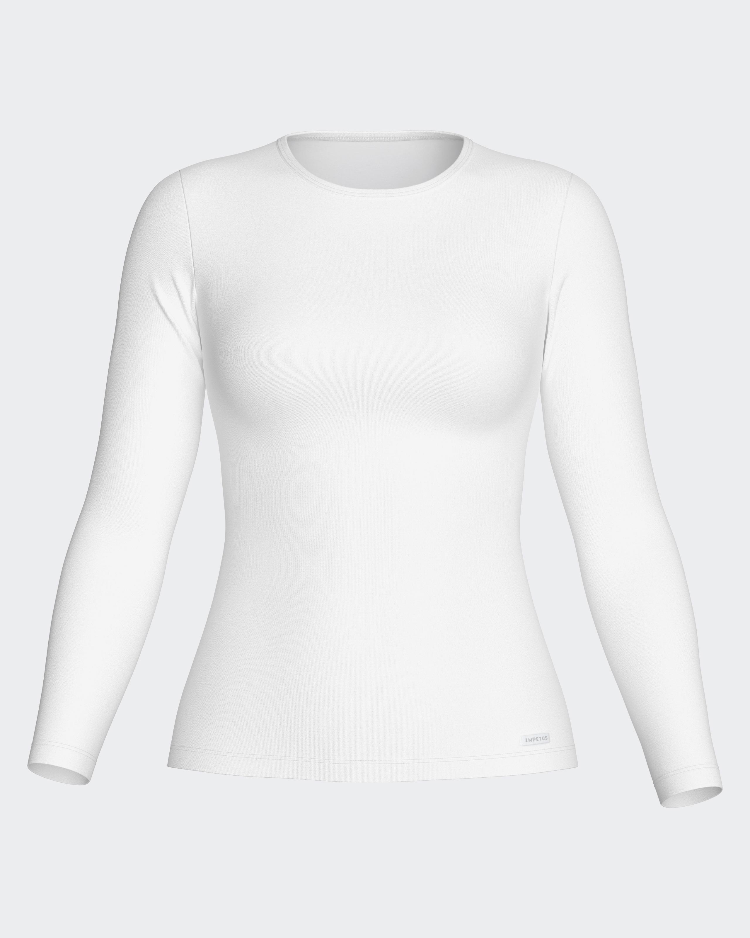 Camiseta interior térmica de mujer de manga larga con escote redondo - Impetus - Blanco Blanco-3