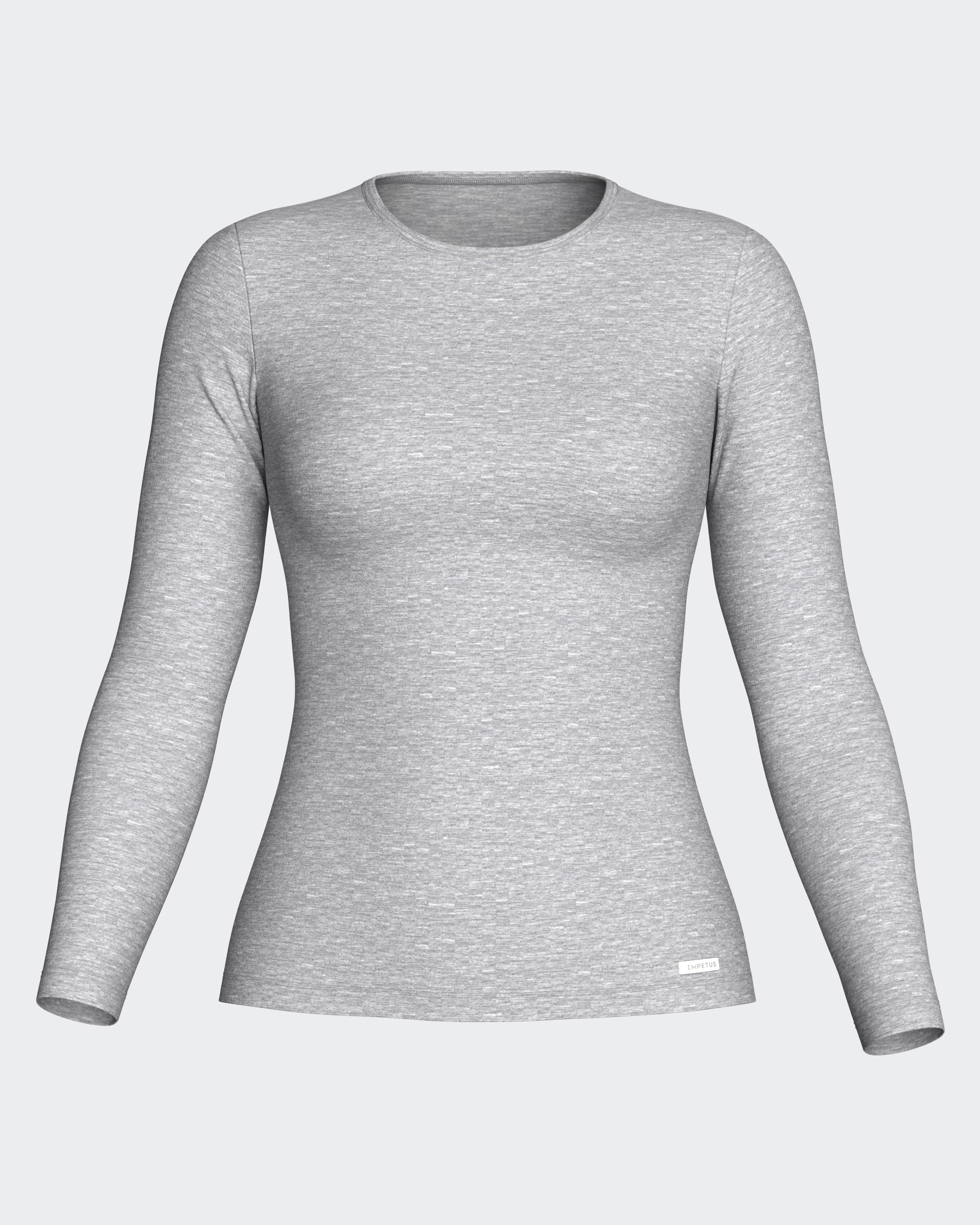 Camiseta interior térmica de mujer de manga larga con escote redondo - Impetus - Gris Gris-3