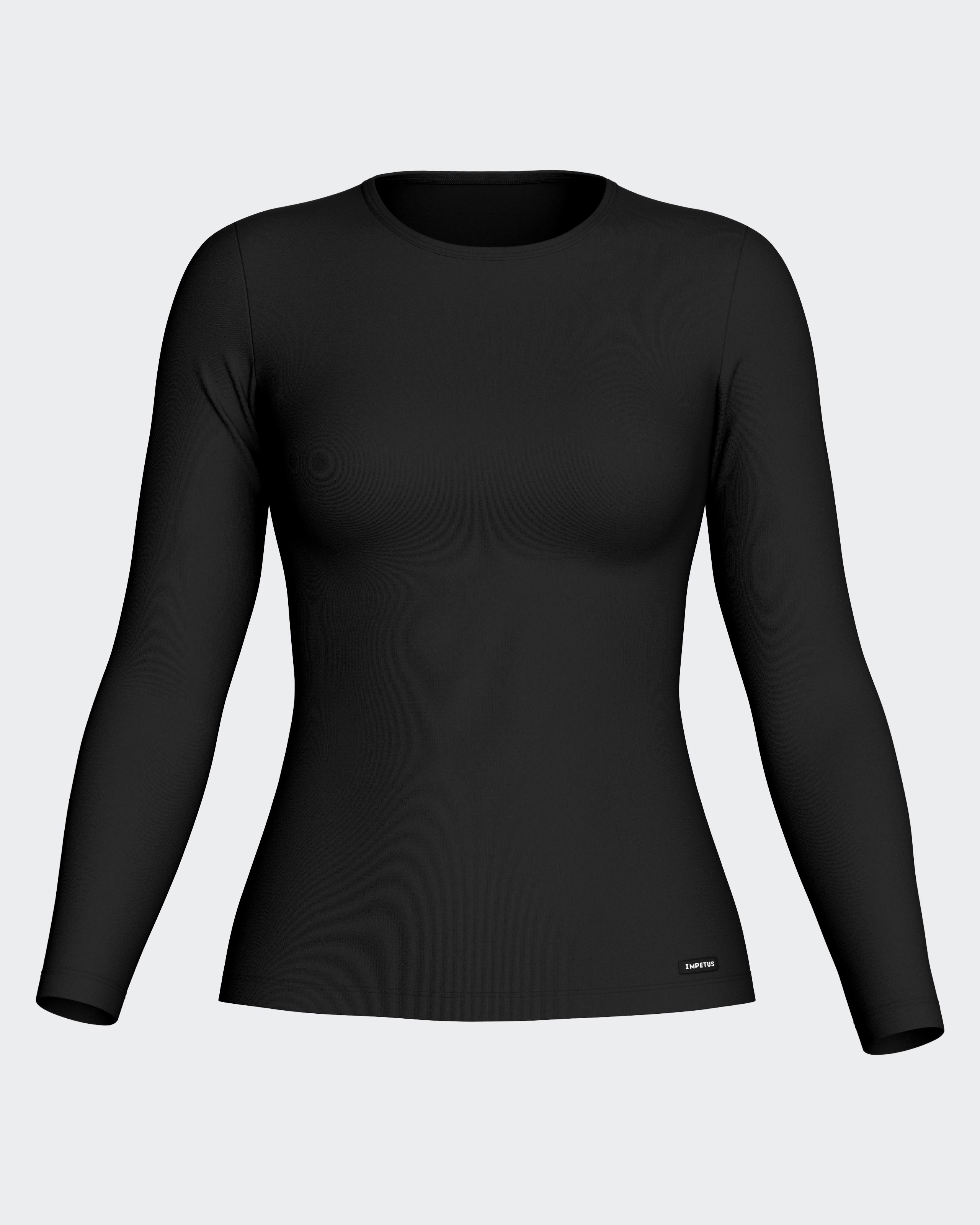 Camiseta interior térmica de mujer de manga larga con escote redondo - Impetus - Negro Negro-3