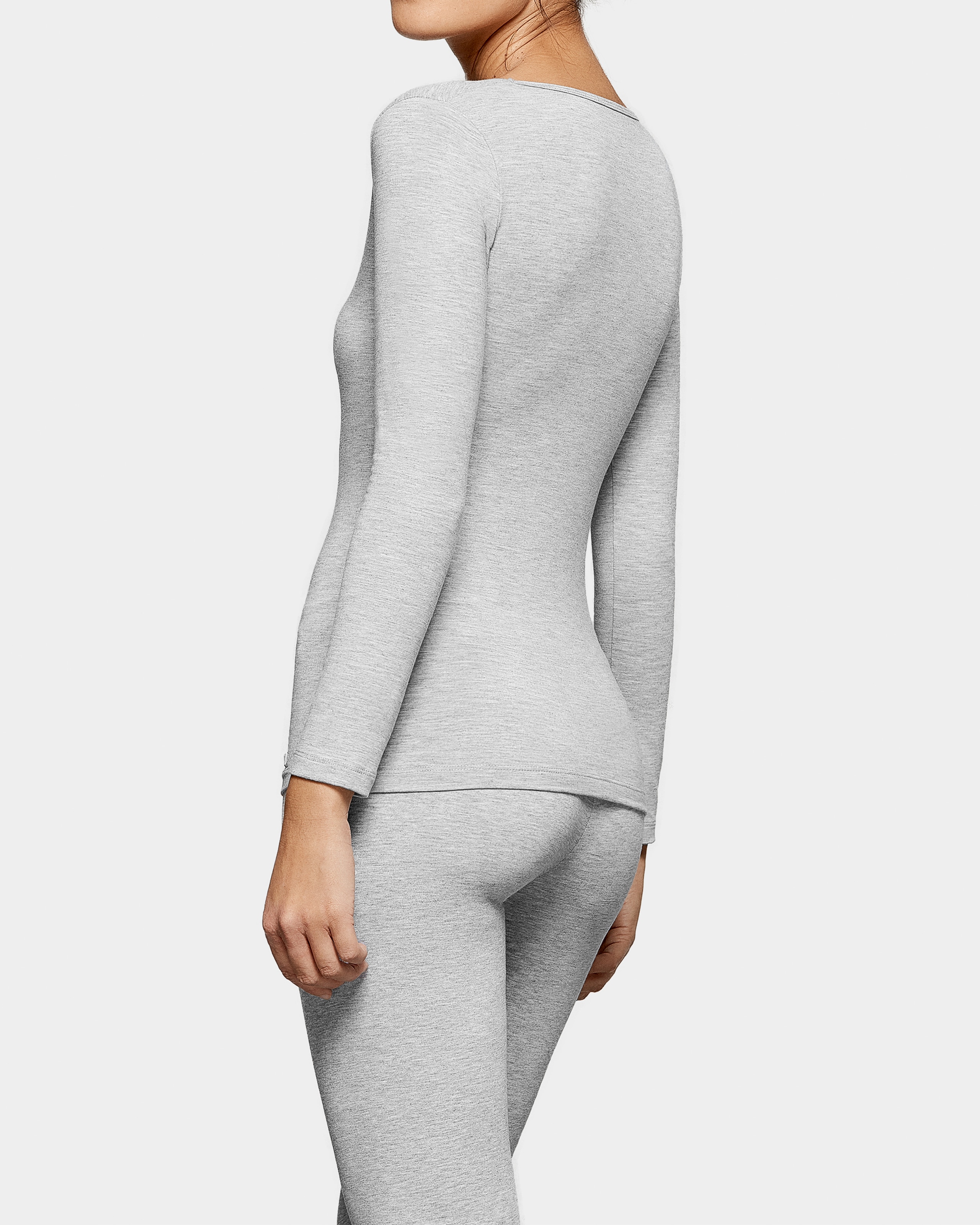 Camiseta interior térmica de mujer de manga larga con escote de pico - Impetus - Gris Gris-2