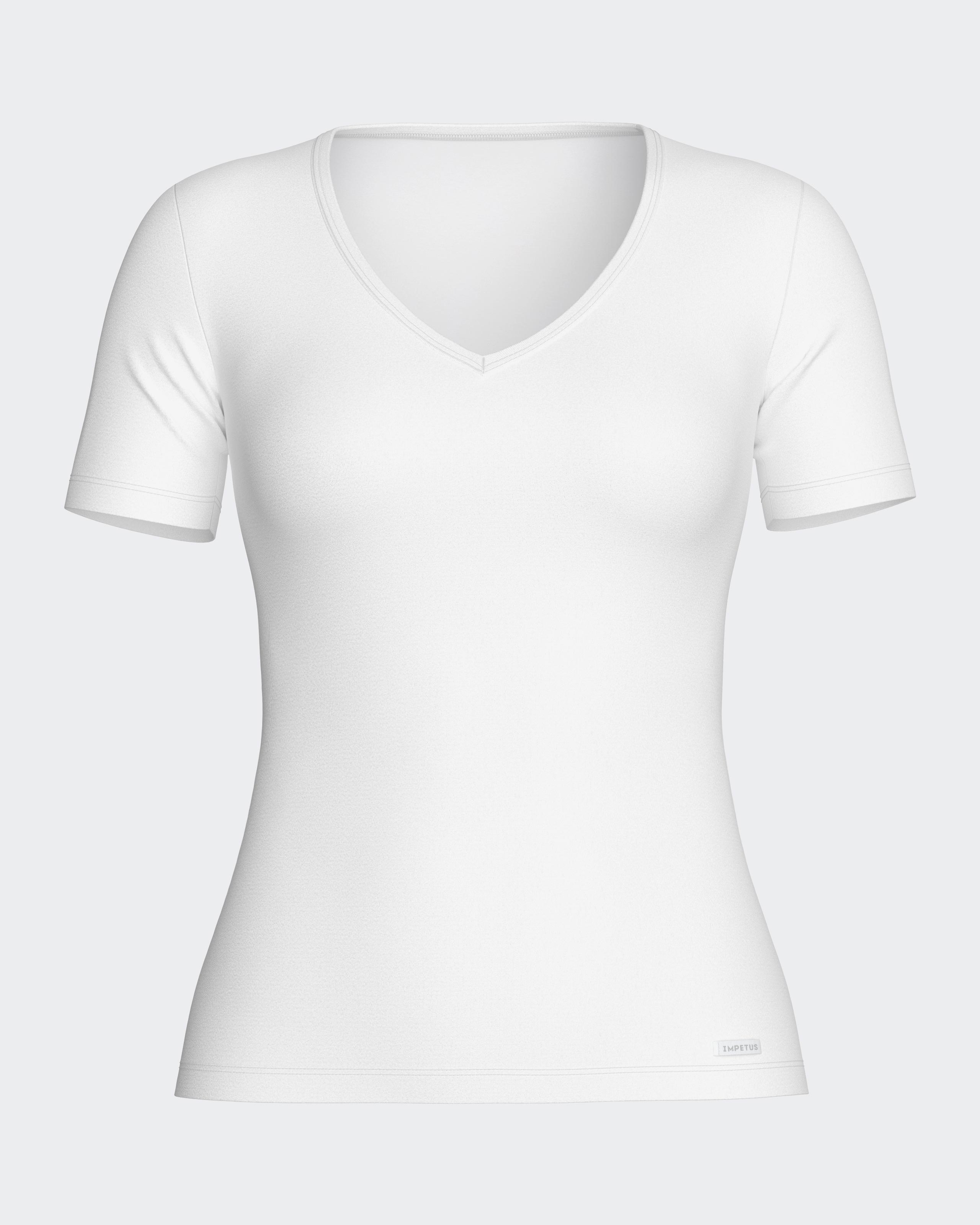 Camiseta interior térmica de mujer de manga corta con cuello de pico - Impetus - Blanco Blanco-3