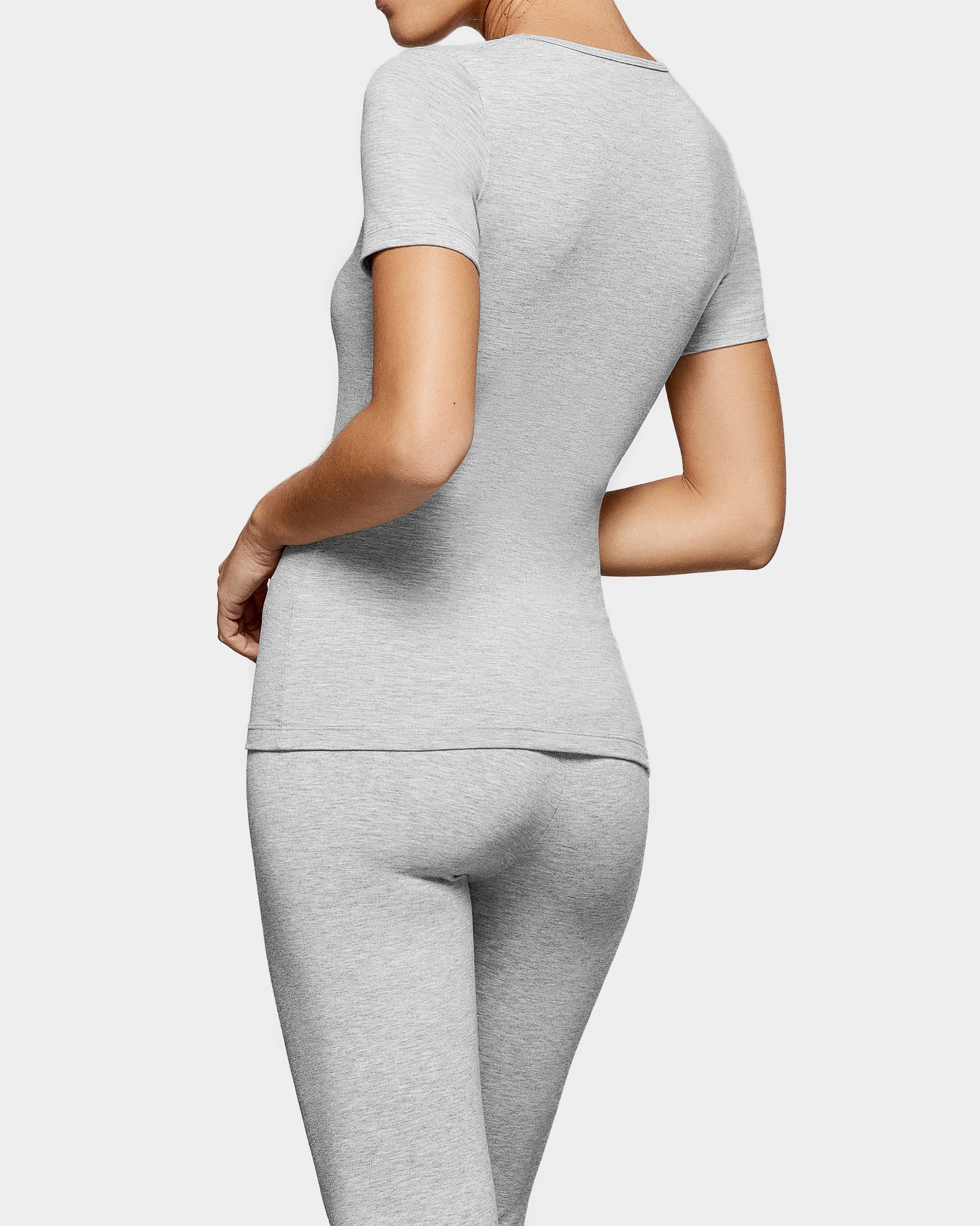 Camiseta interior térmica de mujer de manga corta con cuello de pico - Impetus - Gris Gris-2