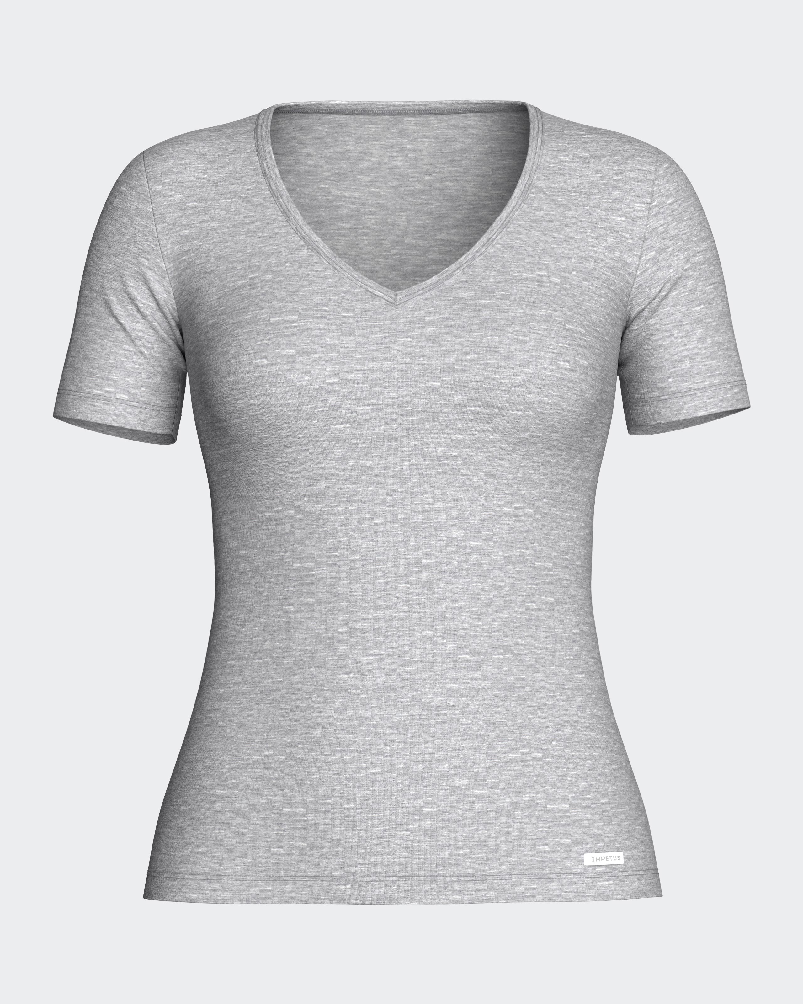 Camiseta interior térmica de mujer de manga corta con cuello de pico - Impetus - Gris Gris-3