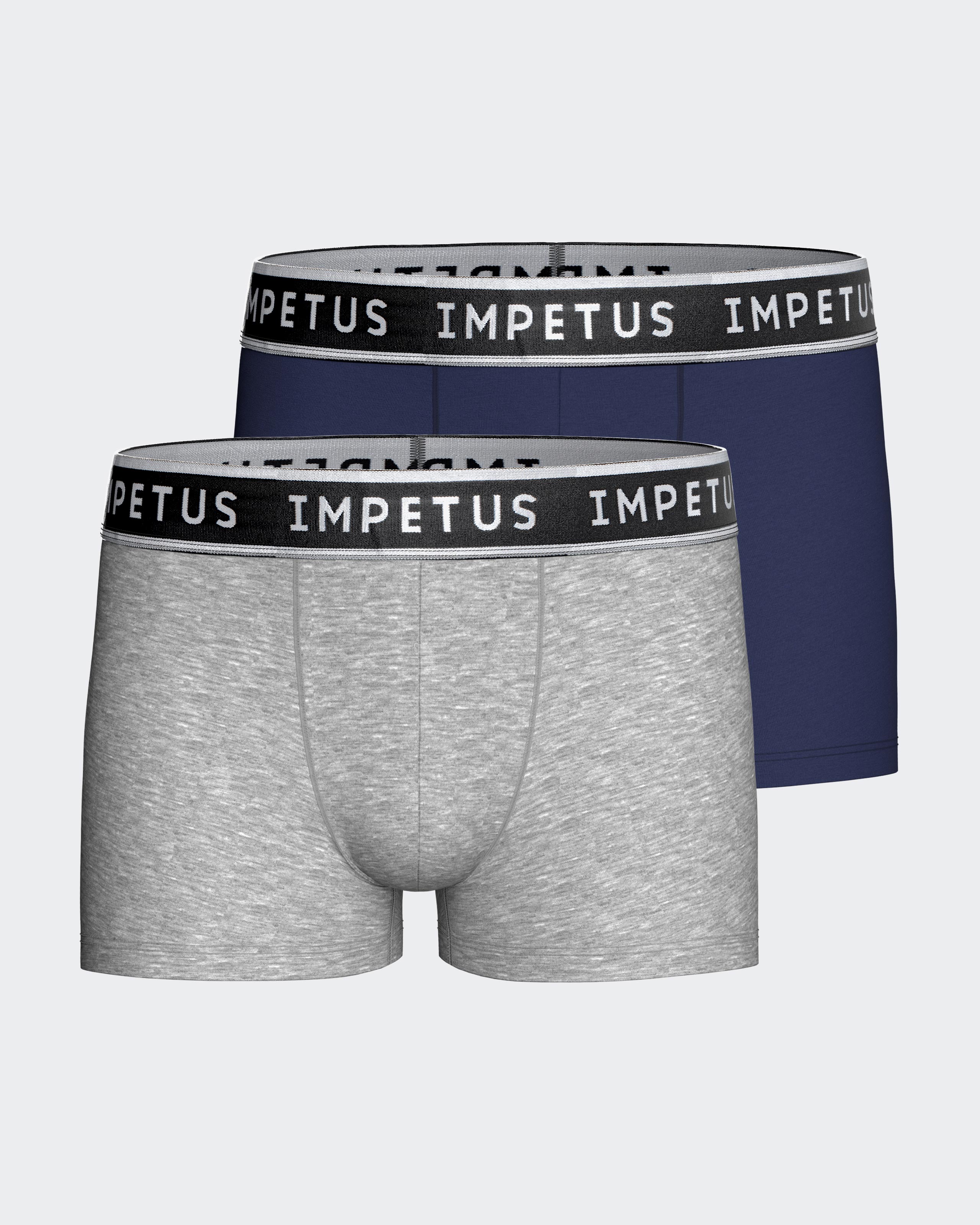 Pack de dos bóxers de niño lisos con goma vista en la cintura - Impetus - Gris Gris-1
