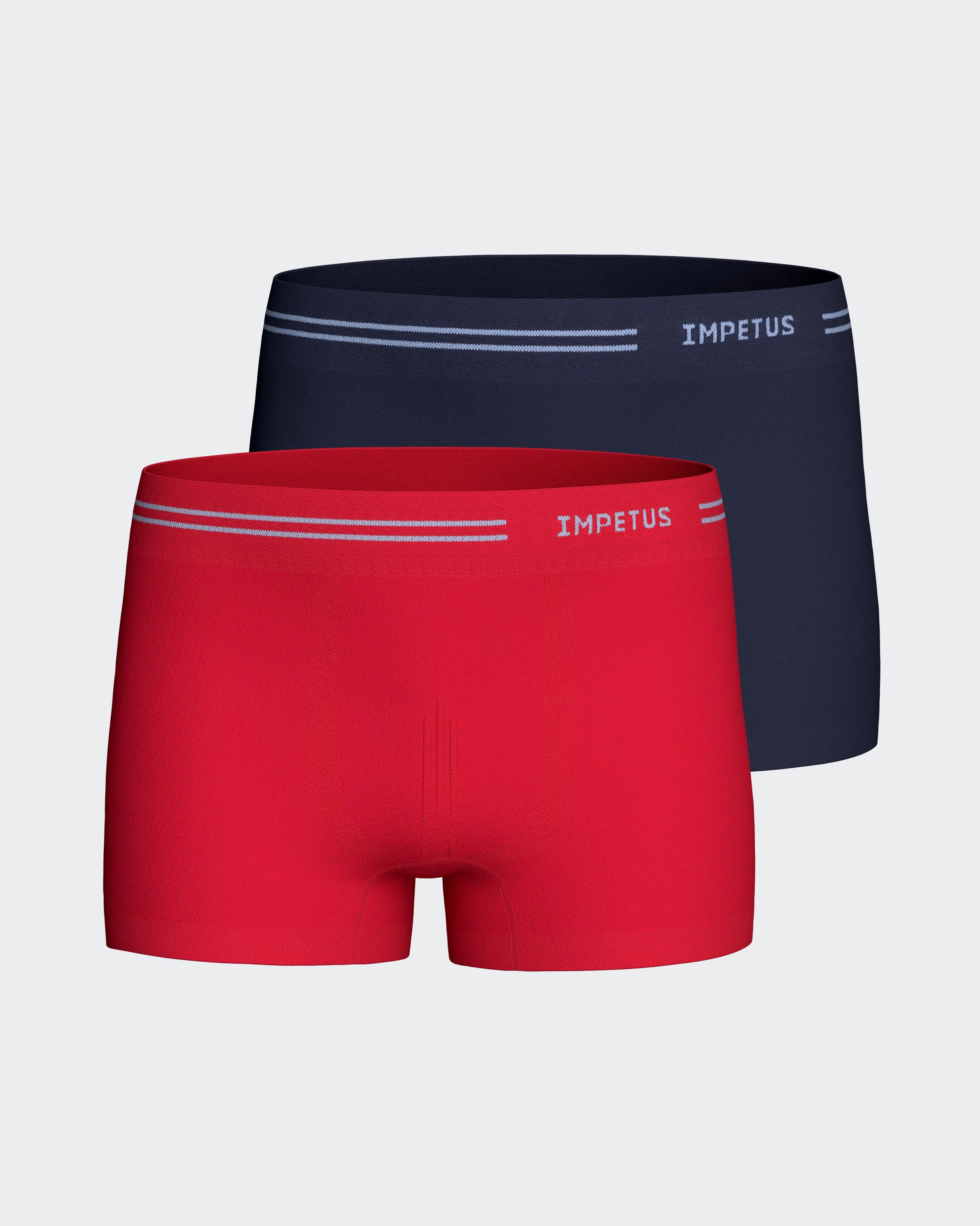 Pack de dos bóxers de niño lisos y sin costuras - Impetus - Rojo Rojo-1