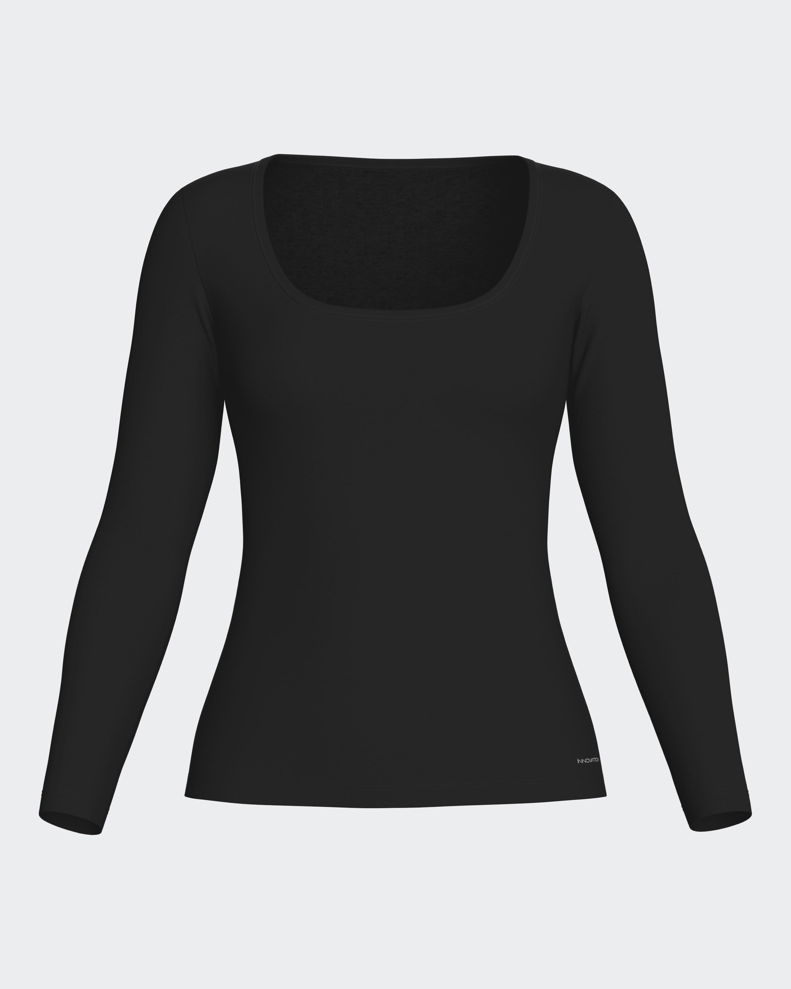 Imagen 3 de Camiseta interior termorreguladora de mujer de manga larga con escote barco - Impetus - Negro Negro