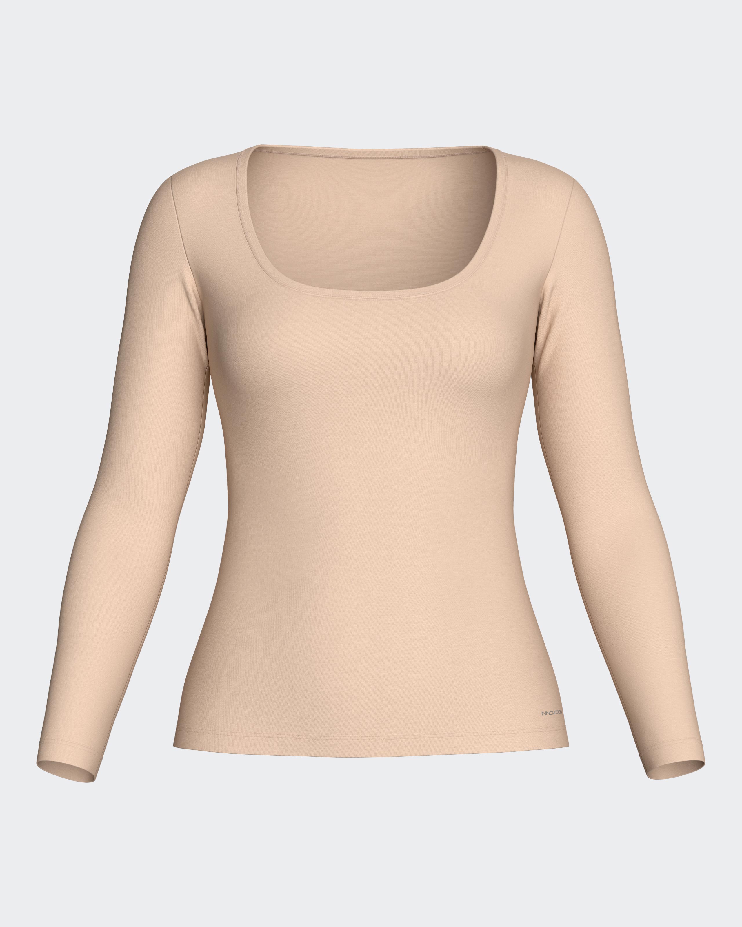 Camiseta interior termorreguladora de mujer de manga larga con escote barco - Impetus - Beige Beige-3
