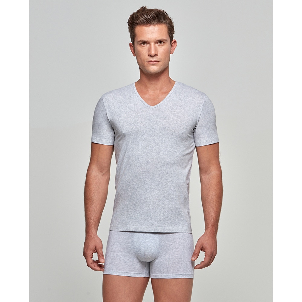 Imagen 0 de Camiseta interior de hombre de manga corta de algodón orgánico Gris claro