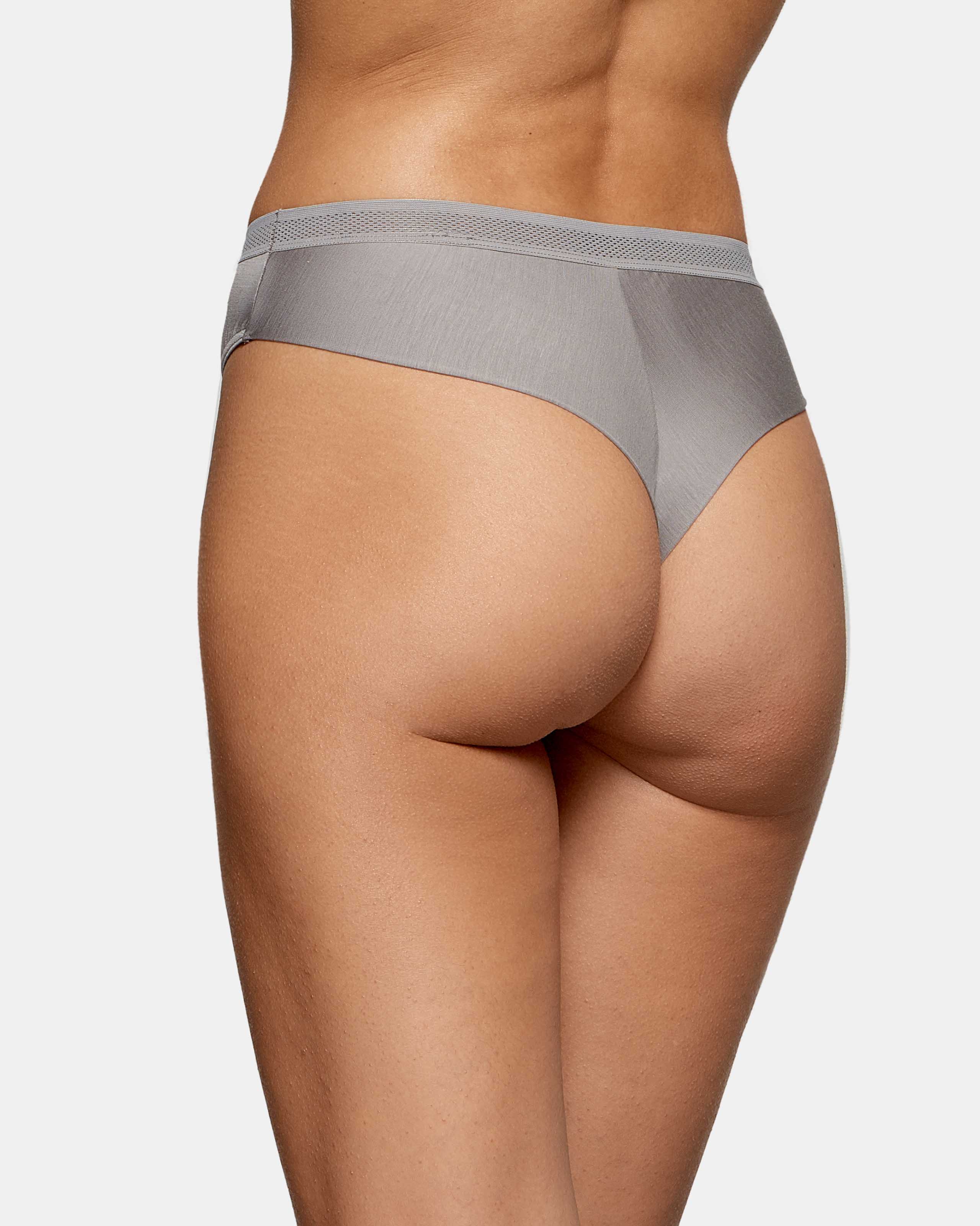 Tanga lisa con cintura perforada - Impetus - Gris Gris-2