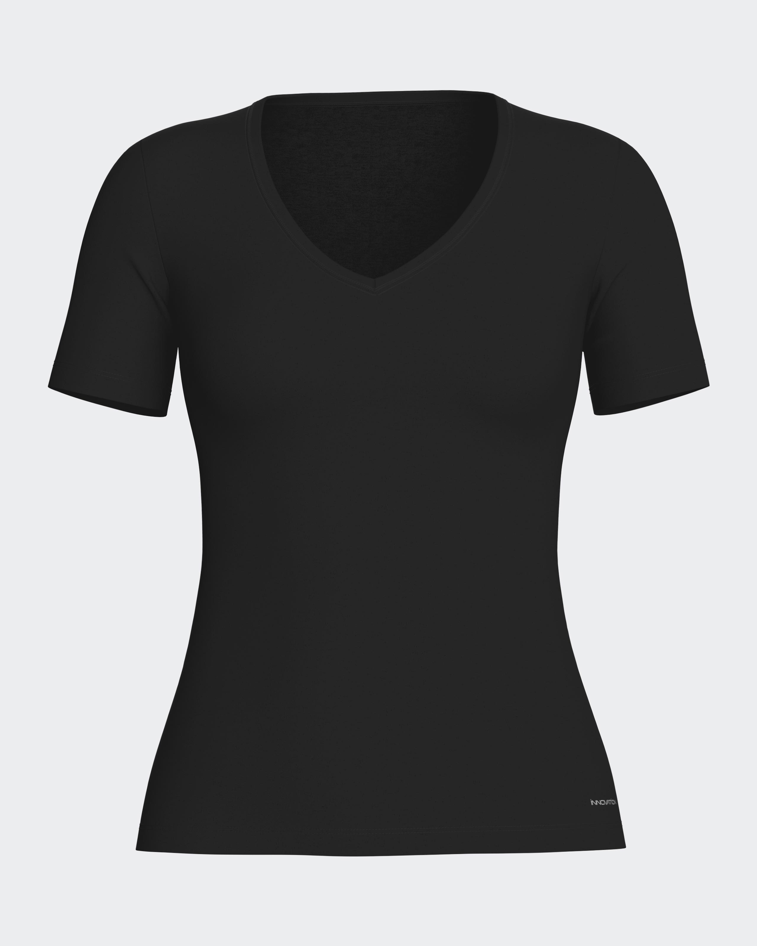 Camiseta interior termorreguladora de mujer de manga corta con escote de pico - Impetus - Negro Negro-3