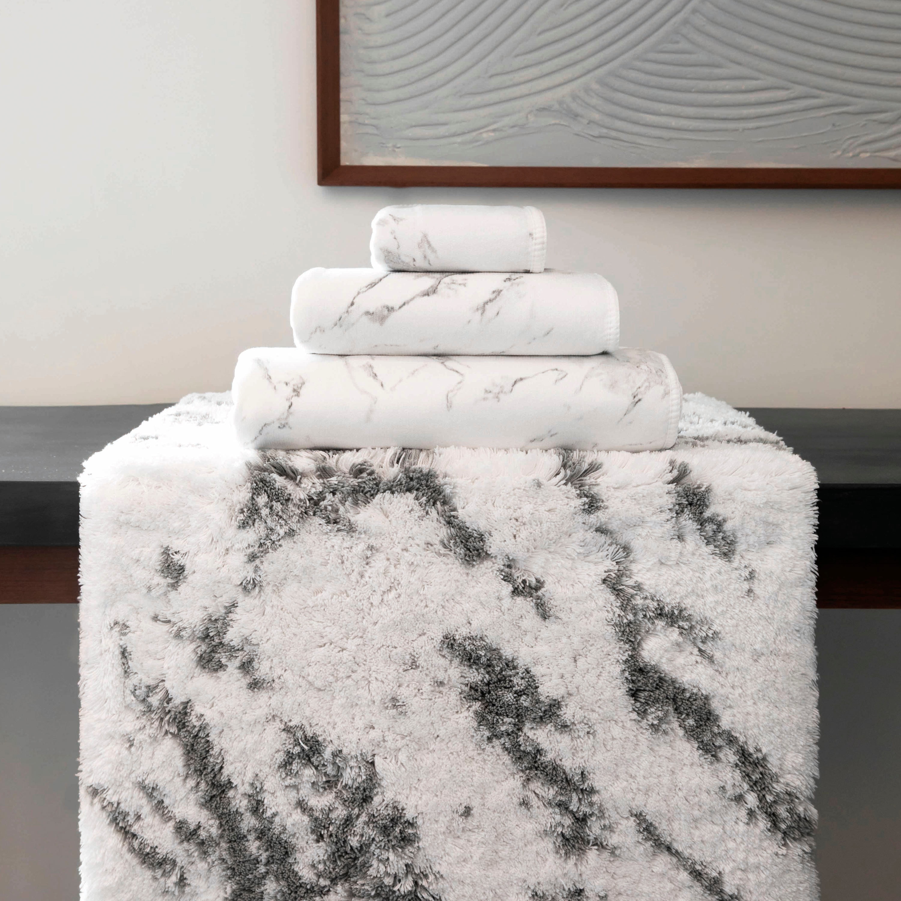 Imagen 3 de Alfombra de baño Mabel Graccioza - Blanco / Gris 50 x 80 cm Blanco / Gris