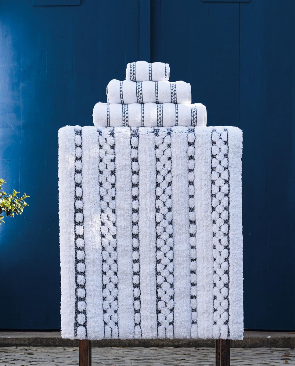 Imagen 2 de Alfombra de baño Georgia Graccioza - Blanco / Azul 50 x 80 cm Blanco / Azul