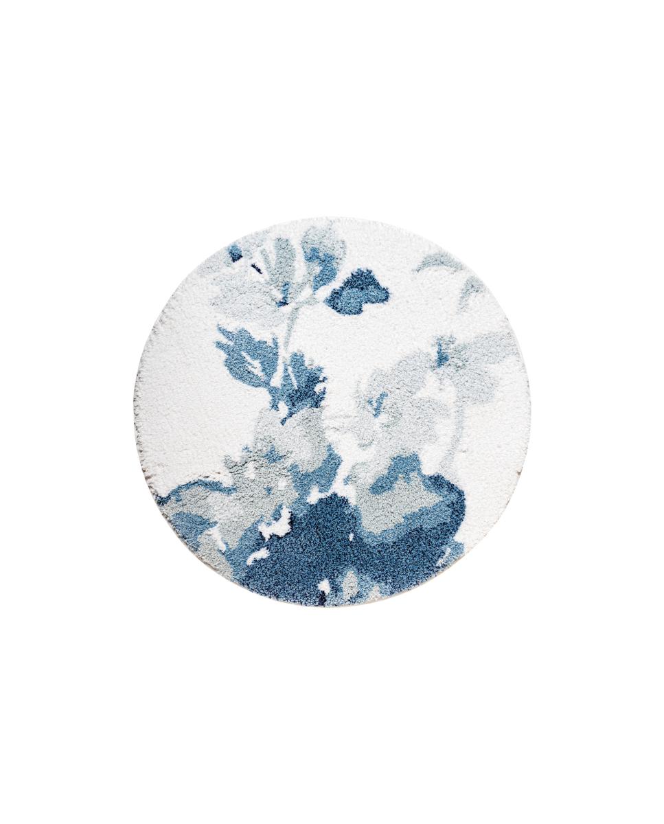 Imagen 1 de Alfombra de baño Bella Graccioza - Blanco / Azul Diámetro 80 cm Blanco / Azul