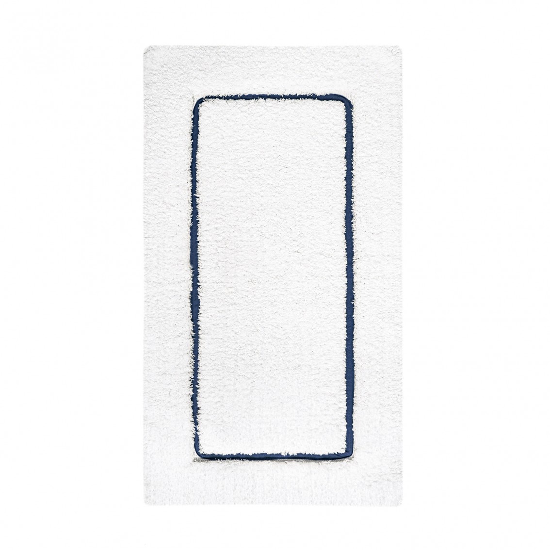 Imagen 2 de Alfombra de baño algodón Portobello Graccioza - Blanco / Azul marino 50 x 80 cm Blanco / Azul marino