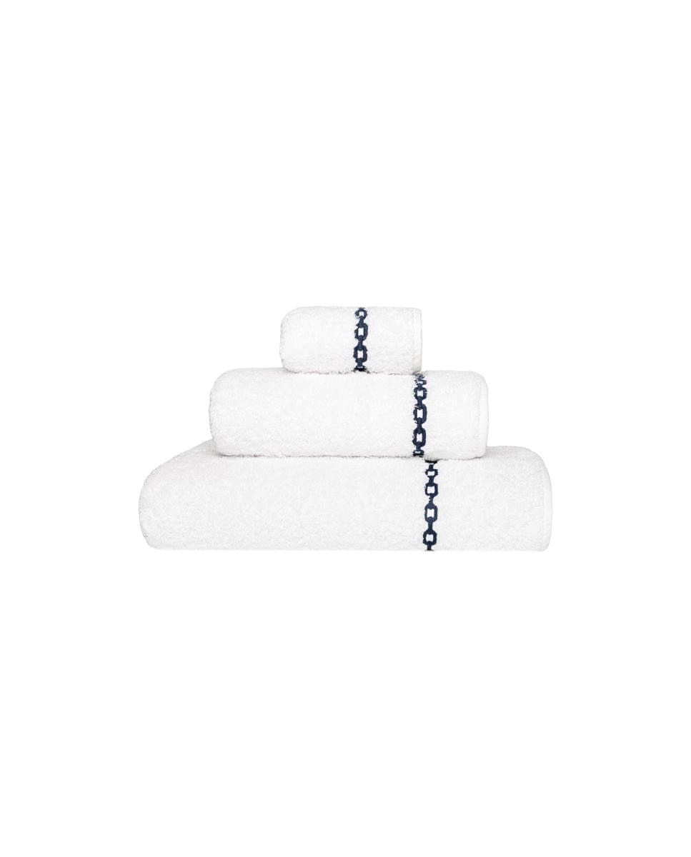 Imagen 1 de Toalla de baño Arcadia Graccioza - Blanco / Azul marino Baño Blanco / Azul marino