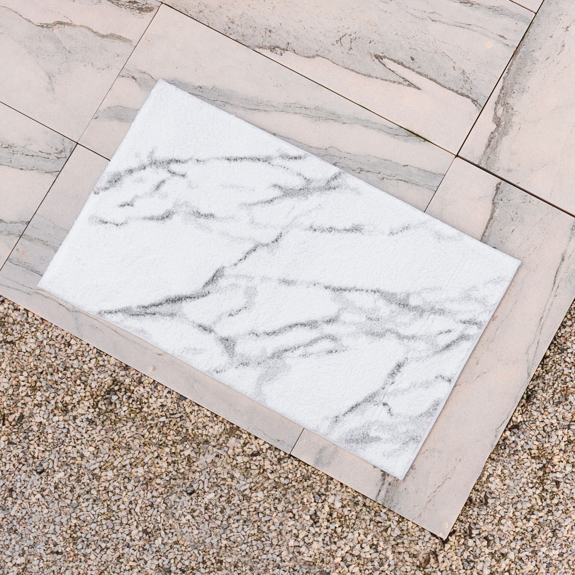 Imagen 3 de Alfombra de baño algodón Calacatta Graccioza - Blanco / Gris 60 x 100 cm Blanco / Gris