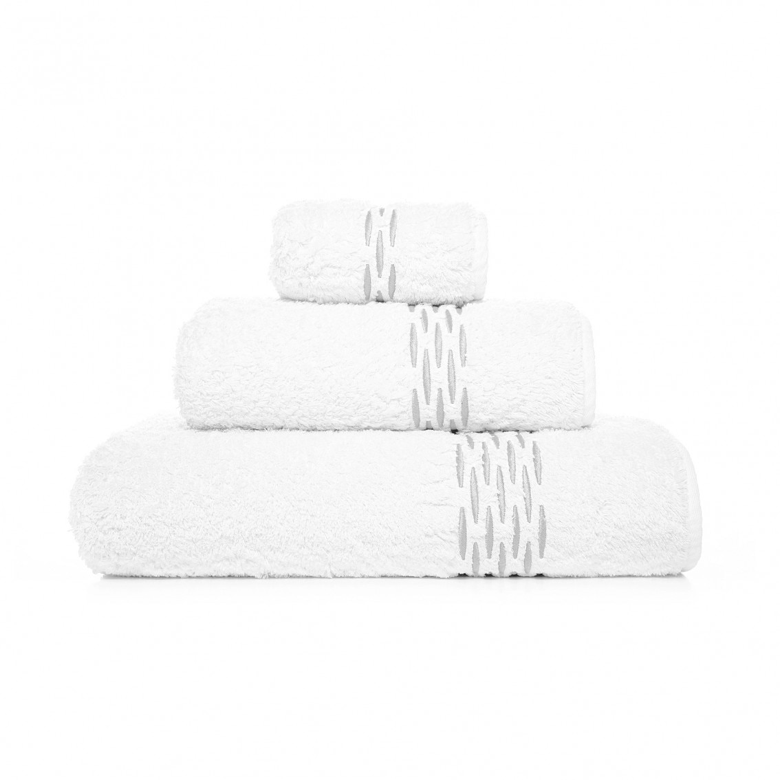 Imagen 1 de Toalla de baño algodón Alhambra Graccioza - Blanco / Gris Baño Blanco / Gris