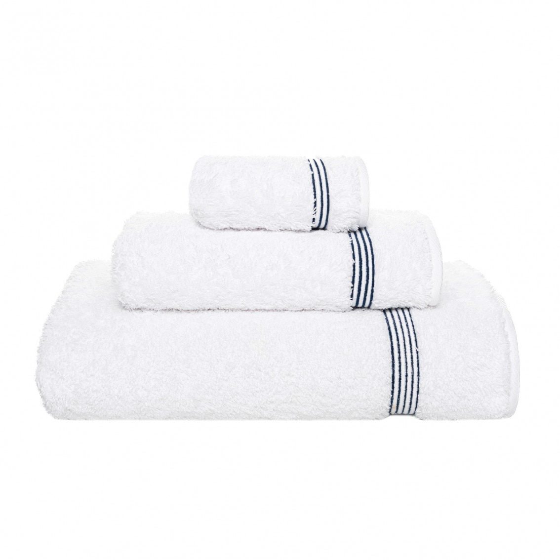 Imagen 1 de Toalla de baño algodón Bourdon Graccioza - Blanco / Azul marino Lavabo Blanco / Azul marino