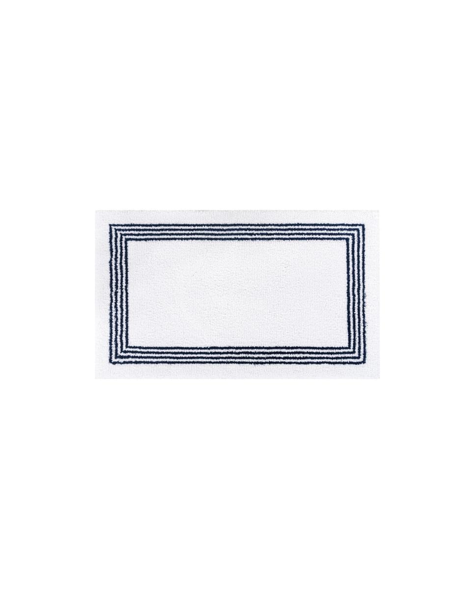 Imagen 1 de Alfombra de baño algodón Bourdon Graccioza - Blanco / Azul marino 50 x 80 cm Blanco / Azul marino