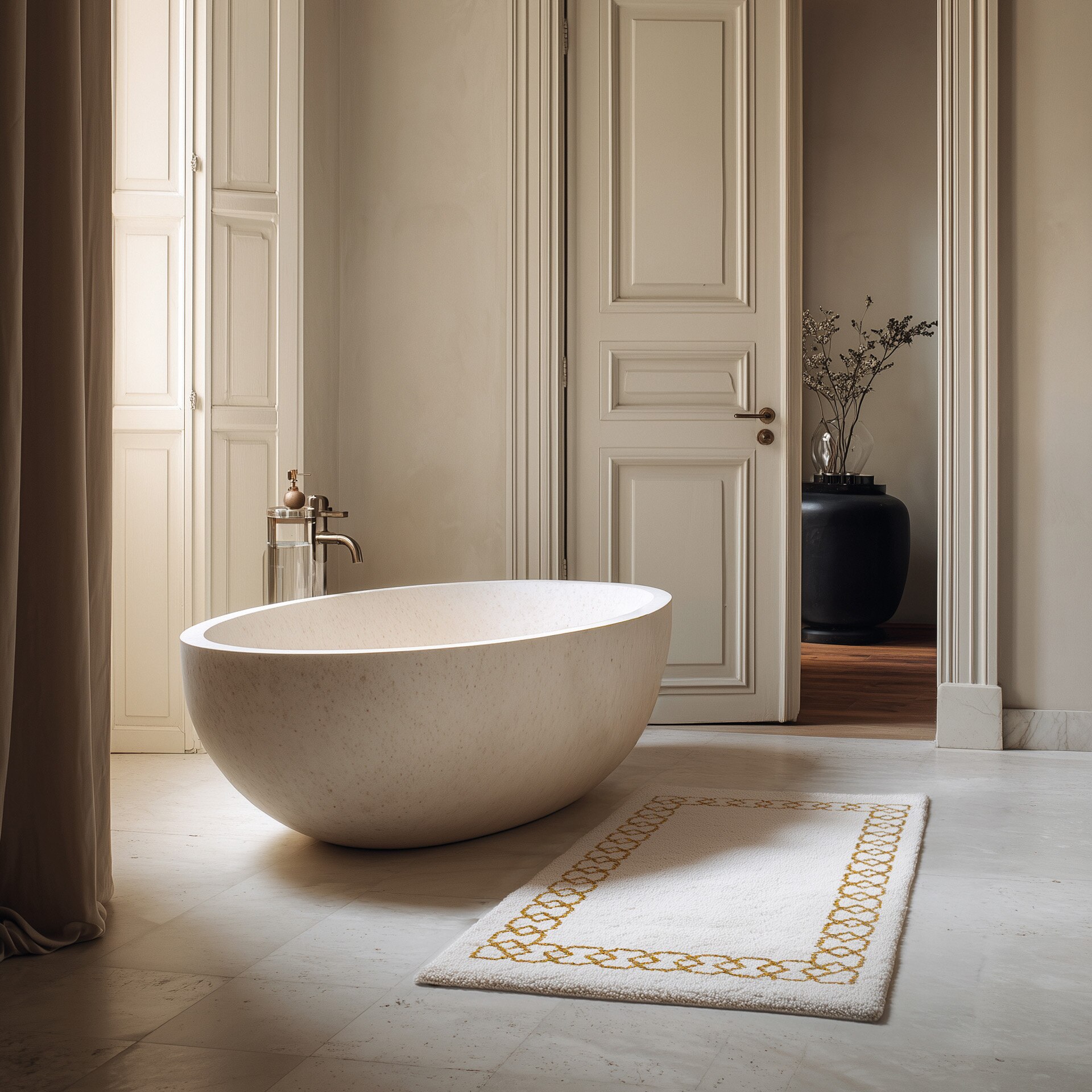 Imagen 2 de Alfombra de baño Sophia Graccioza - Blanco / Gris 60 x 100 cm Blanco / Gris