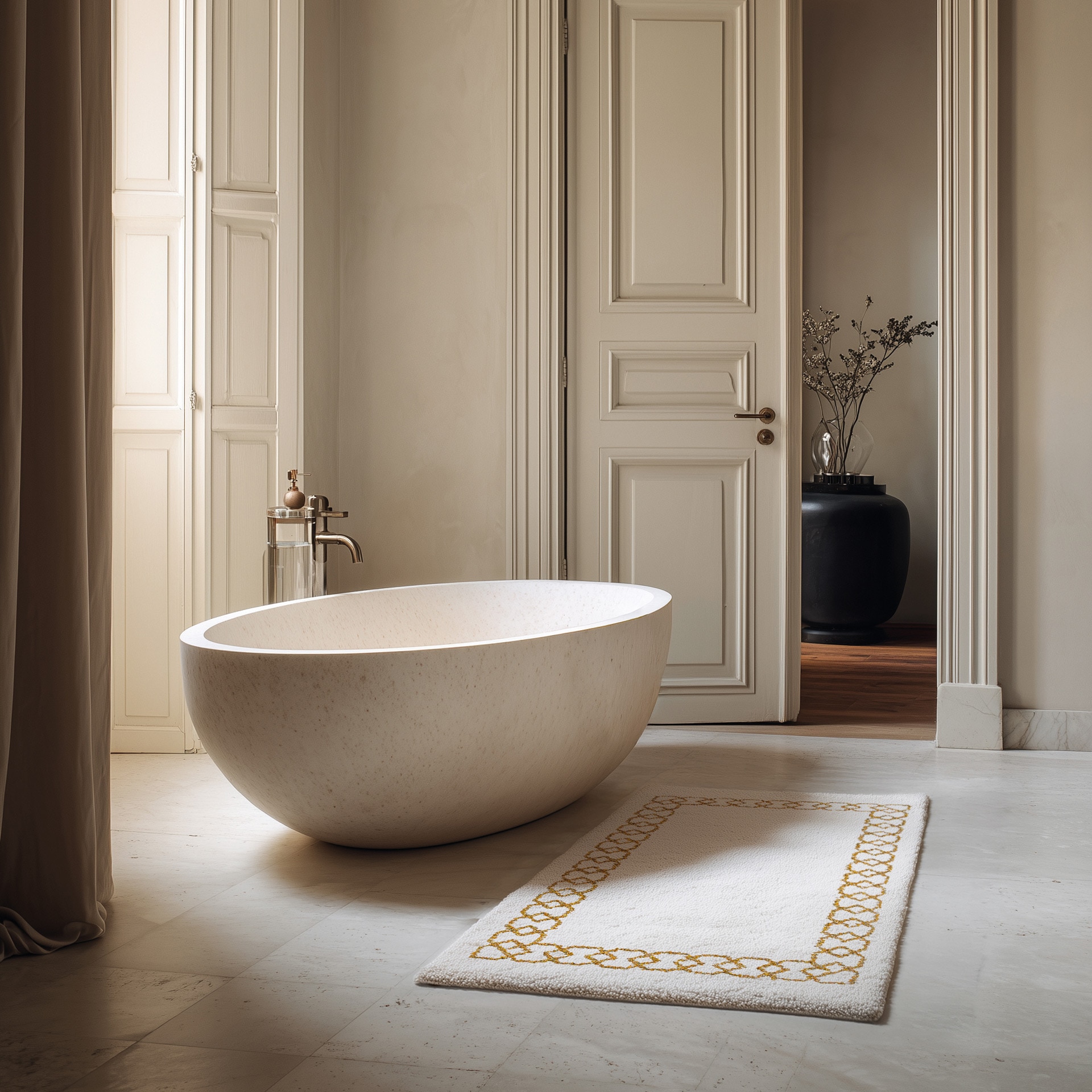 Imagen 2 de Alfombra de baño Sophia Graccioza - Blanco / Dorado 60 x 100 cm Blanco / Dorado