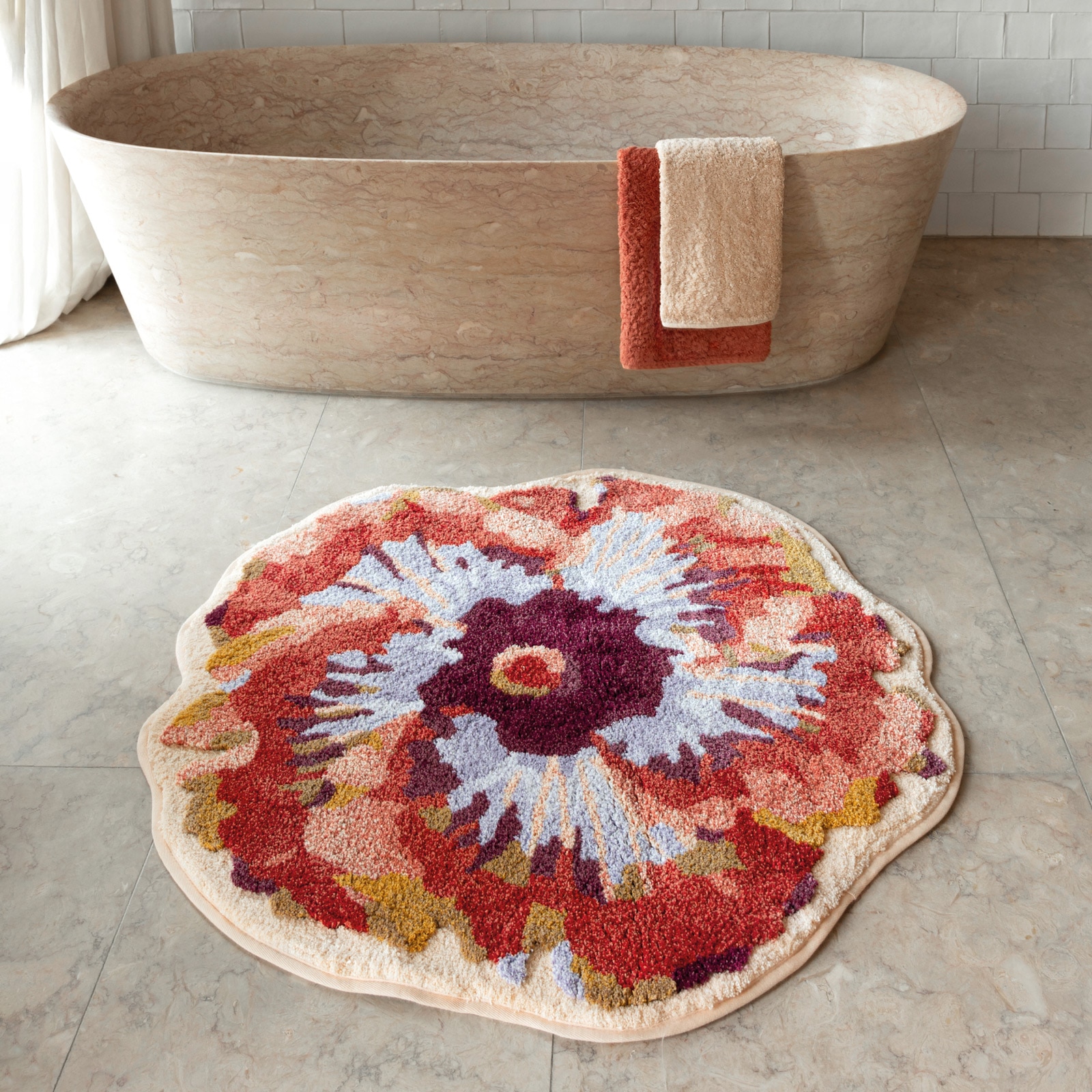 Imagen 2 de Alfombra de baño Hibiscus Graccioza - Multicolor 100 x 100 cm Multicolor