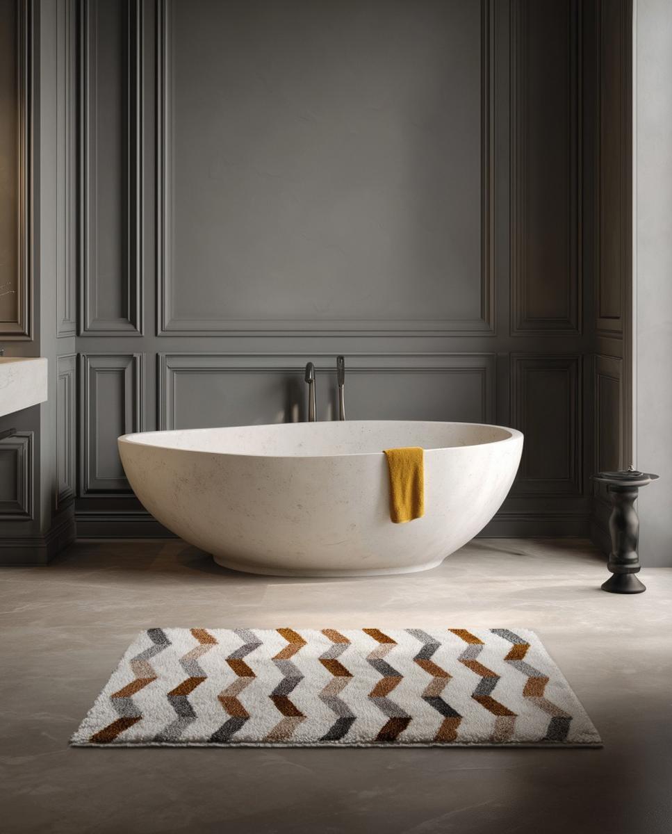 Imagen 2 de Alfombra de baño Verona Graccioza - Blanco / Marrón 60 x 100 cm Blanco / Marrón