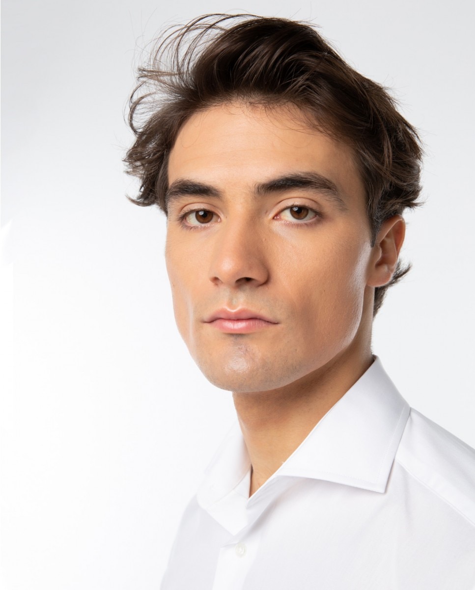 Camisa algodón de hombre soft slim liso en - Wickett Jones - Blanco Blanco-4