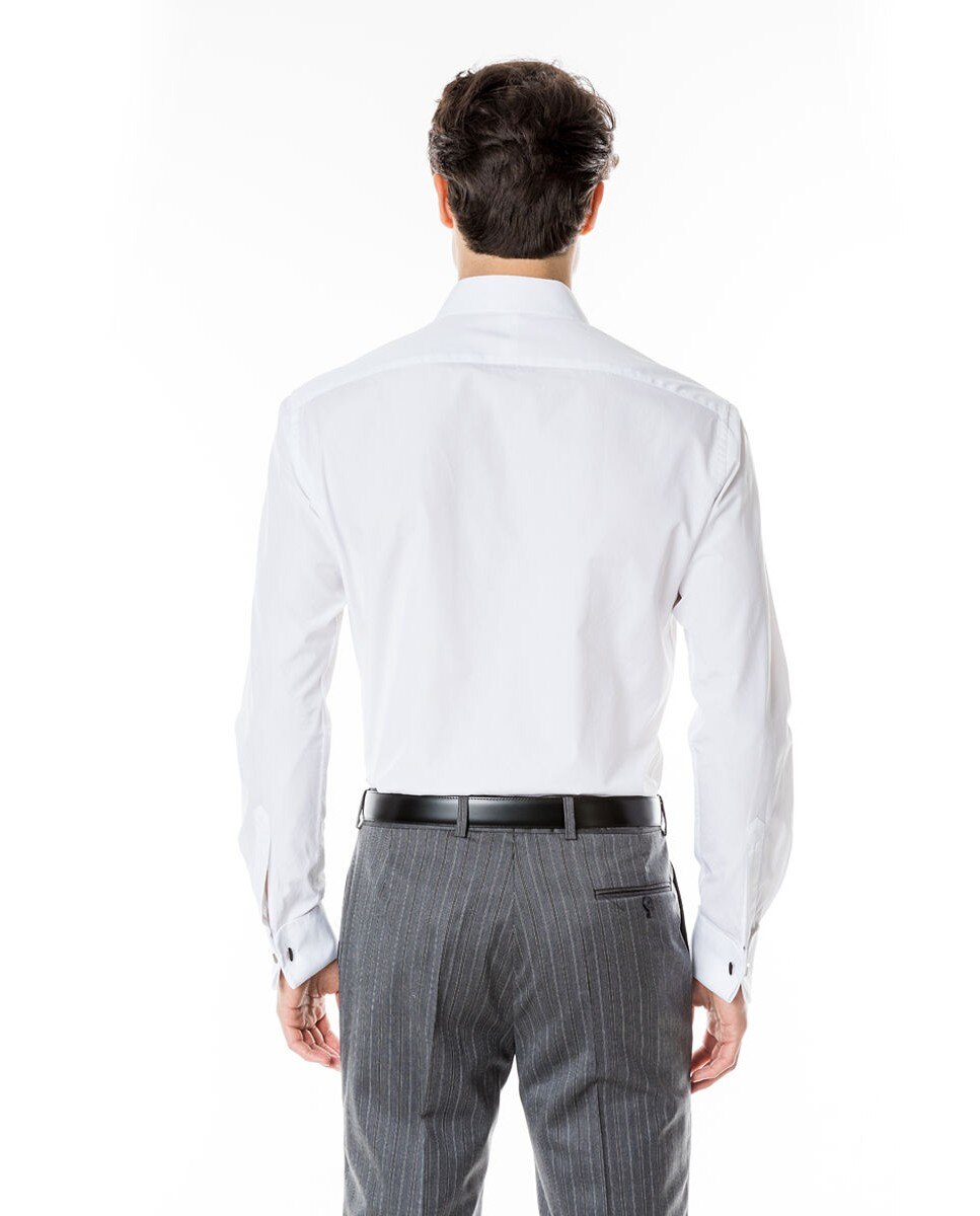 Camisa algodón de hombre soft slim liso en - Wickett Jones - Blanco Blanco-2