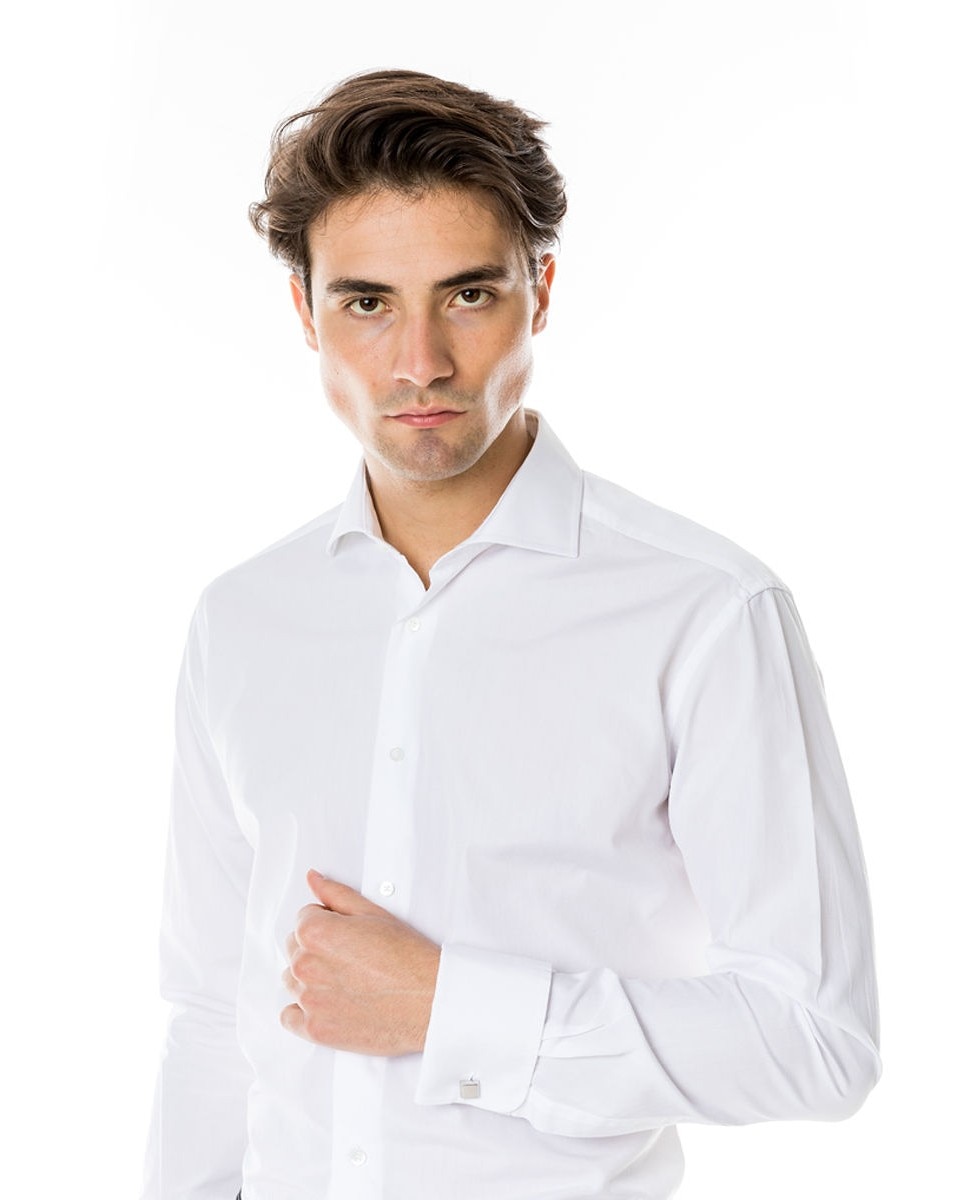 Camisa algodón de hombre soft slim liso en - Wickett Jones - Blanco Blanco-4