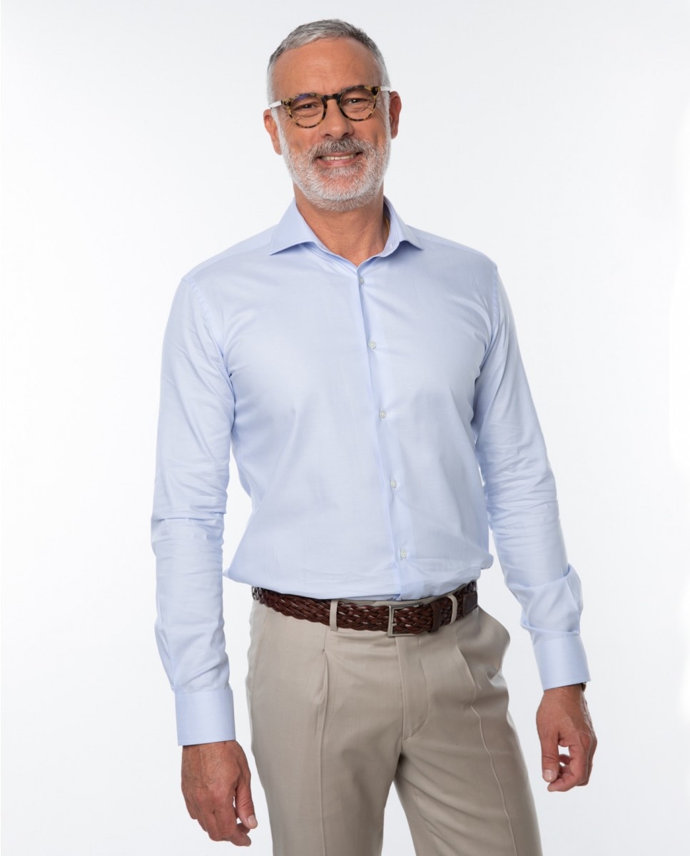 Camisa algodón de hombre soft slim oxford en - Wickett Jones - Azul claro Azul claro-1